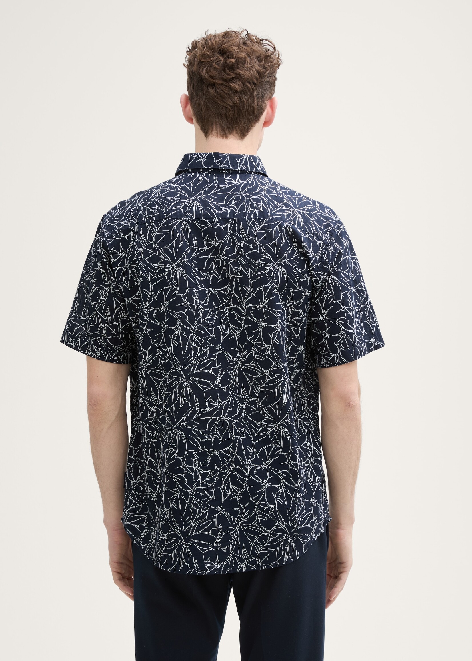 Tom Tailor Tom Tailor Short Sleeve Shirt - Navy Flower Design