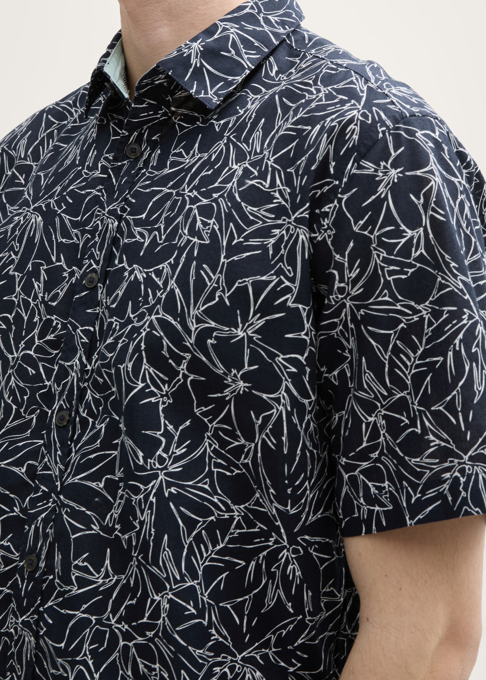 Tom Tailor Tom Tailor Short Sleeve Shirt - Navy Flower Design