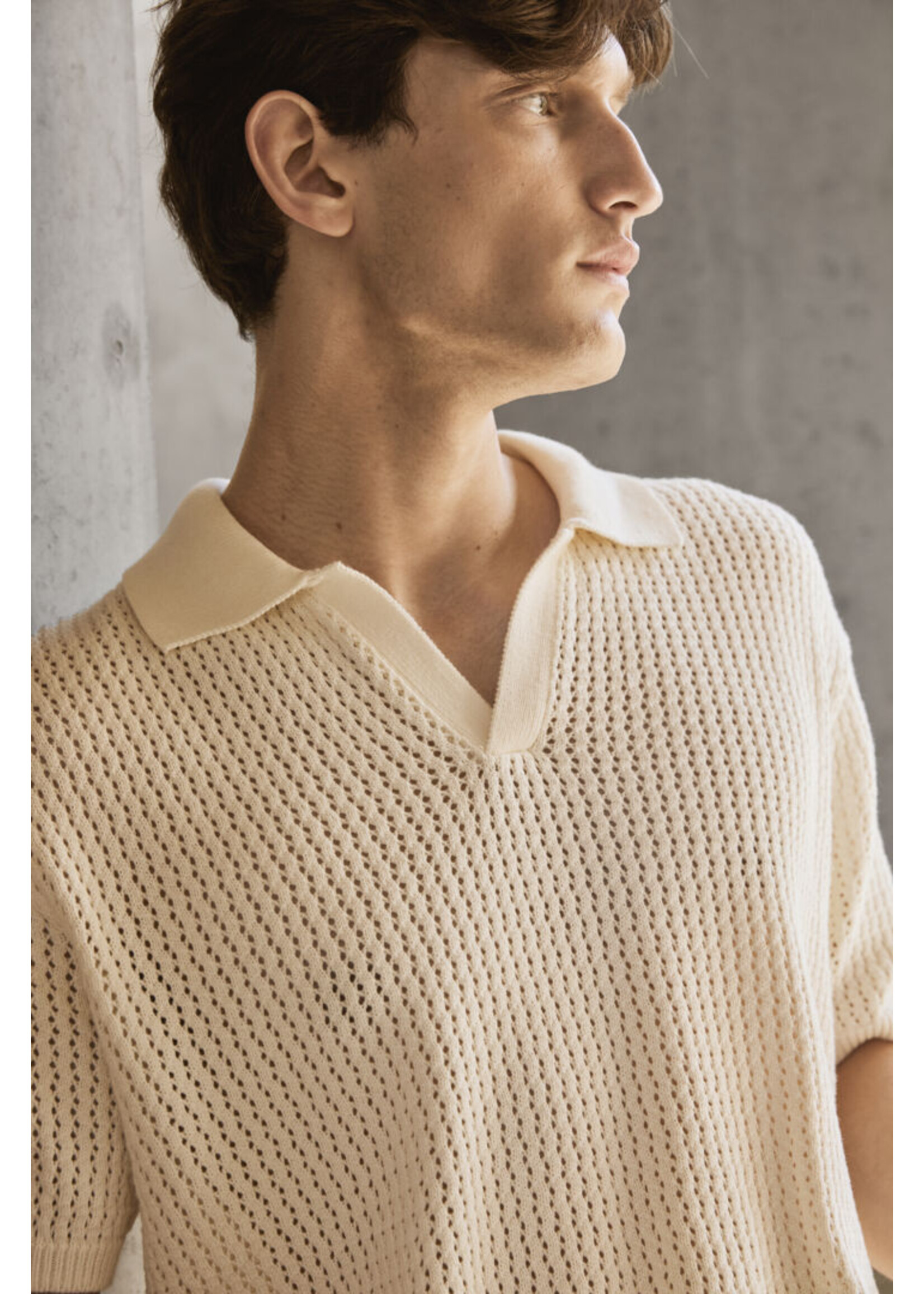 Casual Friday Casual Friday Polo Easton SS Knit - Egret