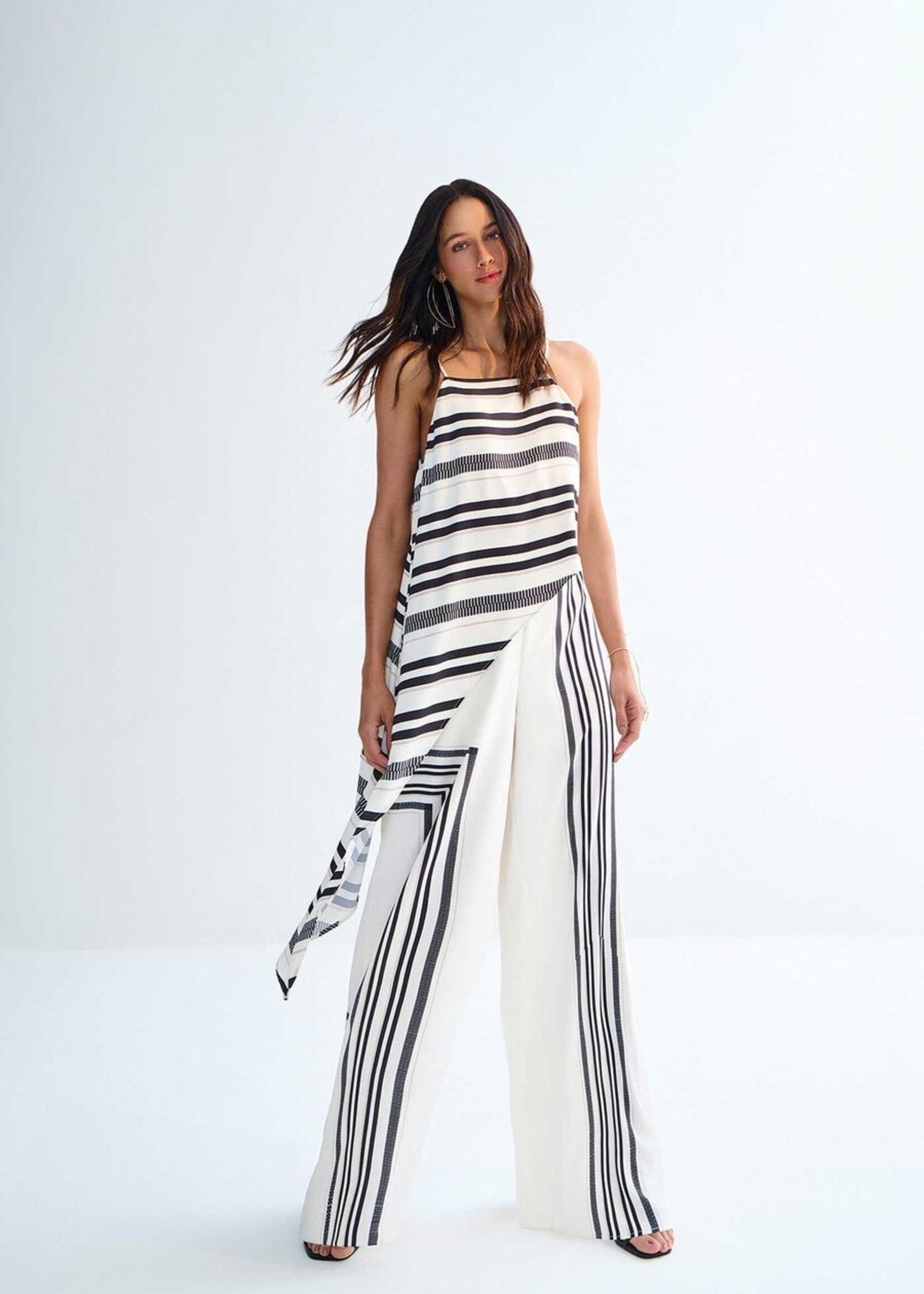 Lez A Lez Lez A Lez Asymmetrical Striped Blouse - Angora Cream