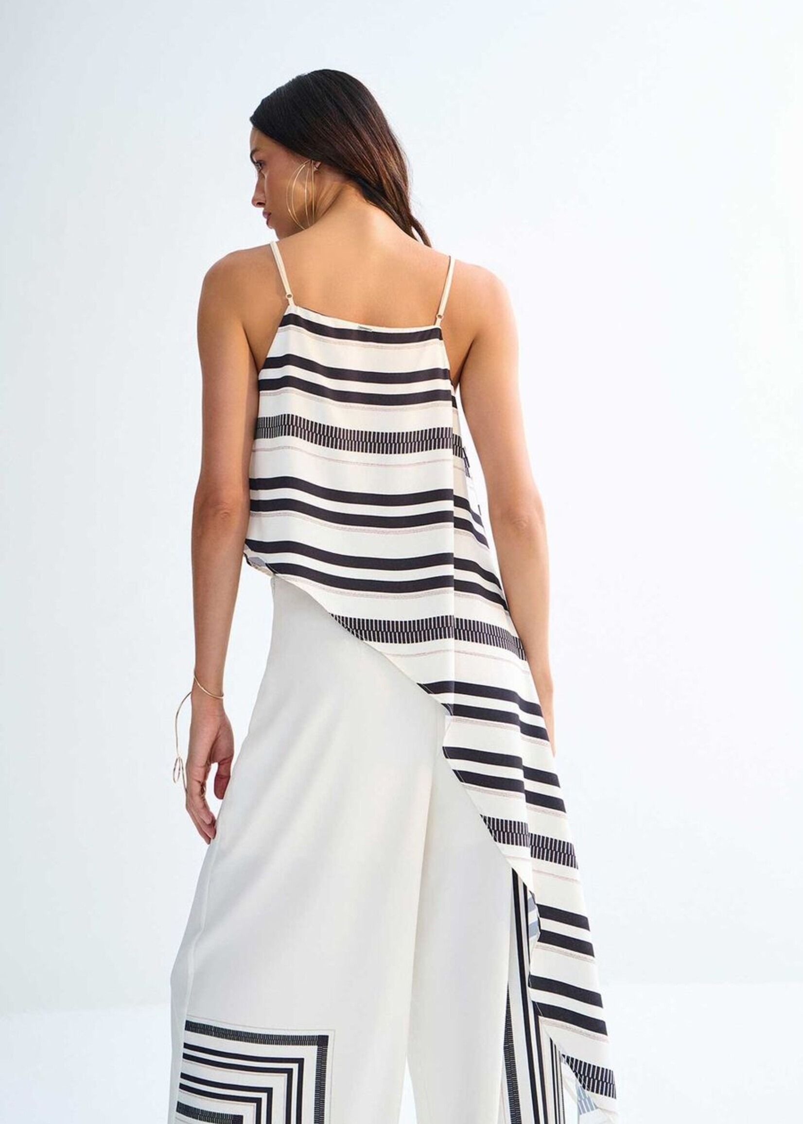 Lez A Lez Lez A Lez Asymmetrical Striped Blouse - Angora Cream