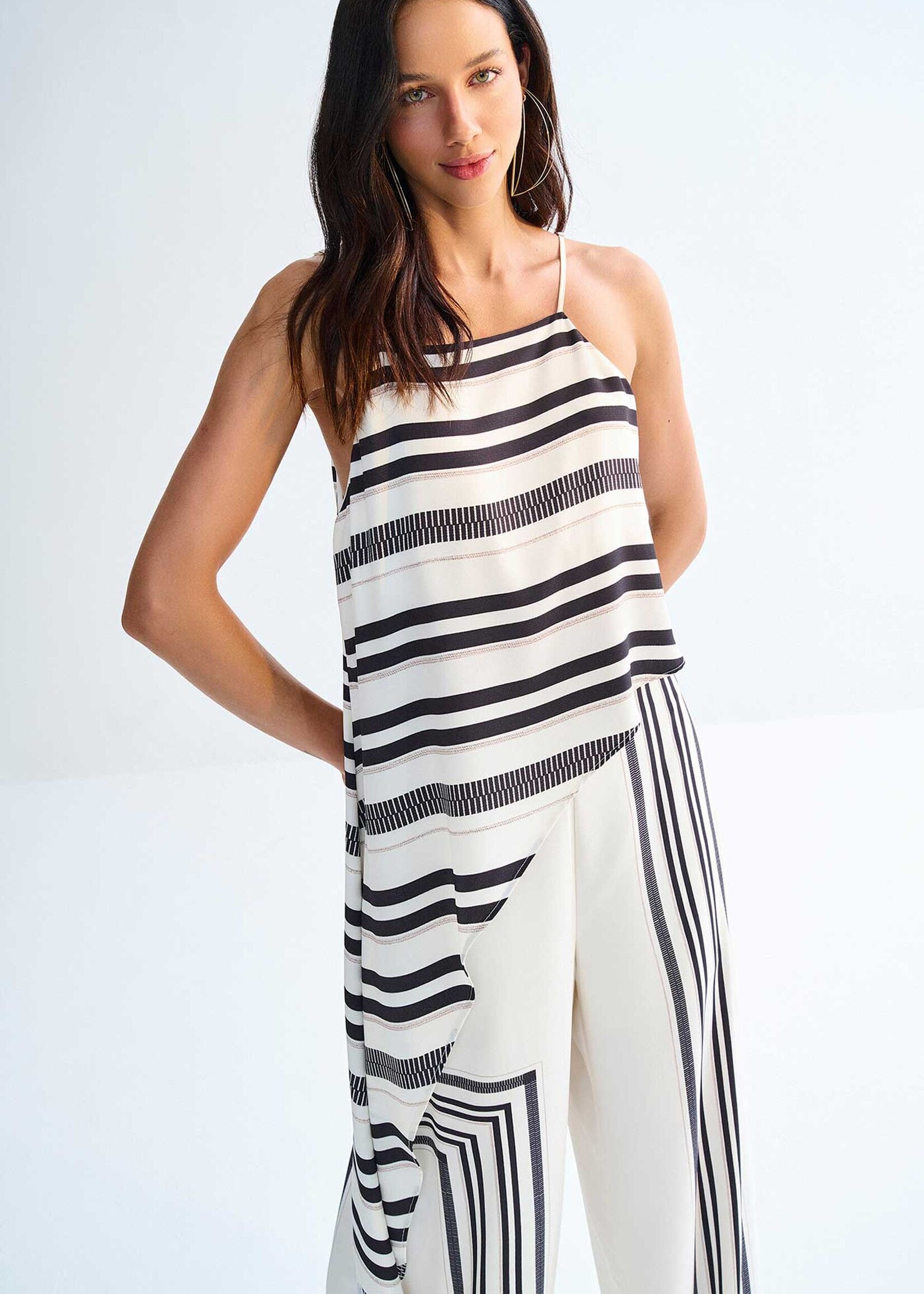 Lez A Lez Lez A Lez Asymmetrical Striped Blouse - Angora Cream