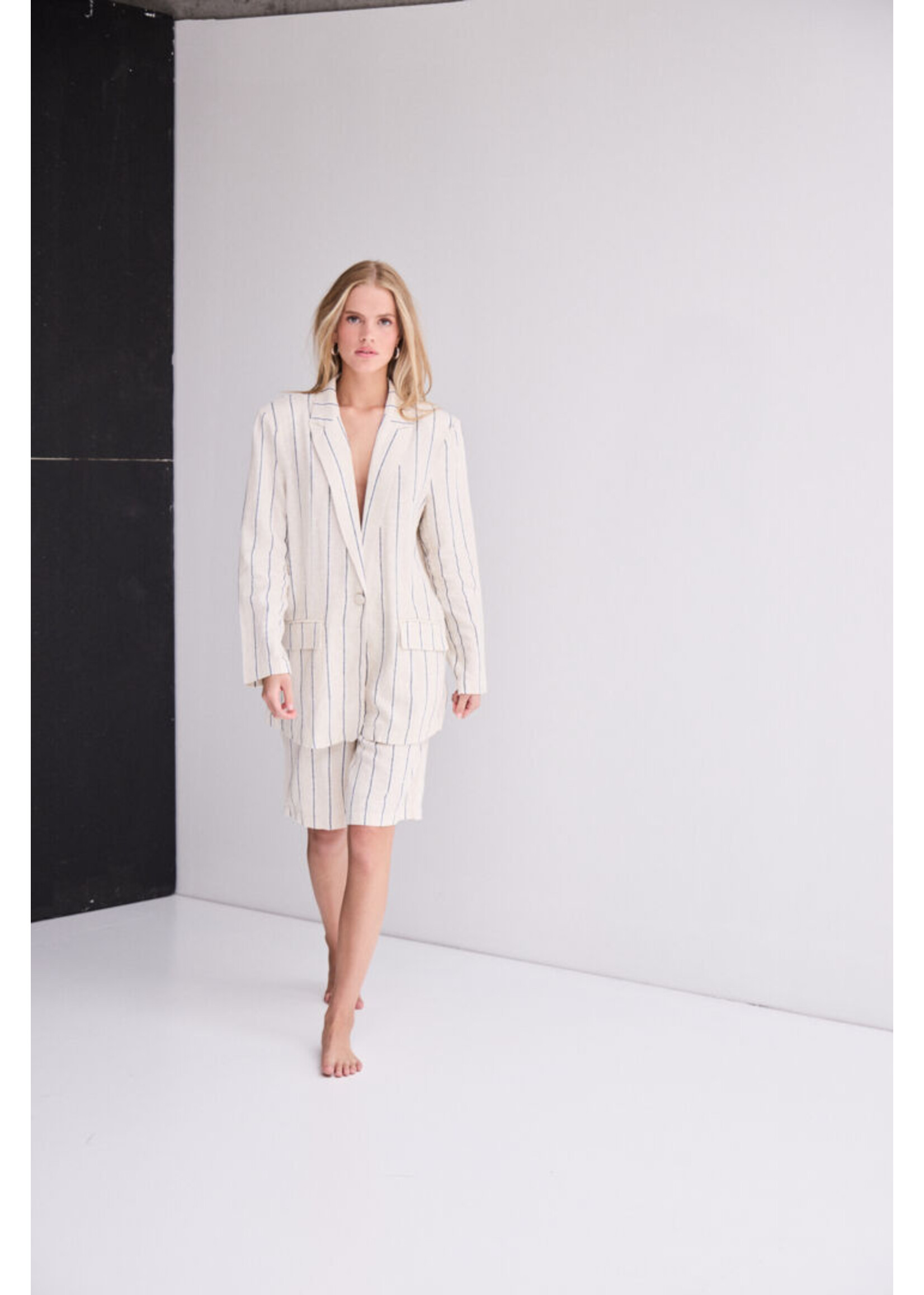 ICHI ICHI Blazer IHLinnio - Natural Ecru Strip
