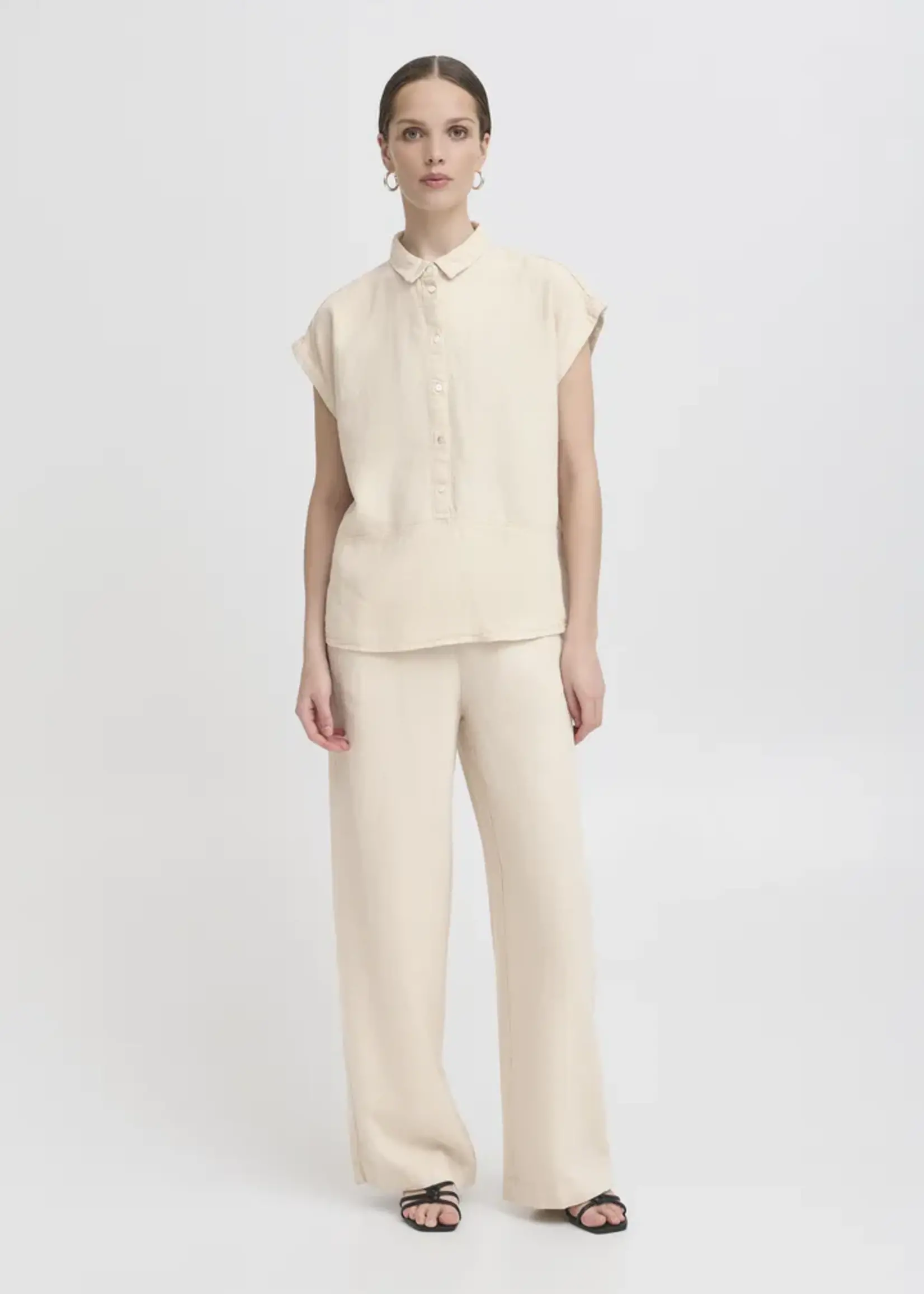 ICHI ICHI IHLinno Shirt - Natural Ecru