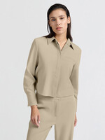 Yaya Women YAYA Cropped Shirt W/ Pocket- Safari