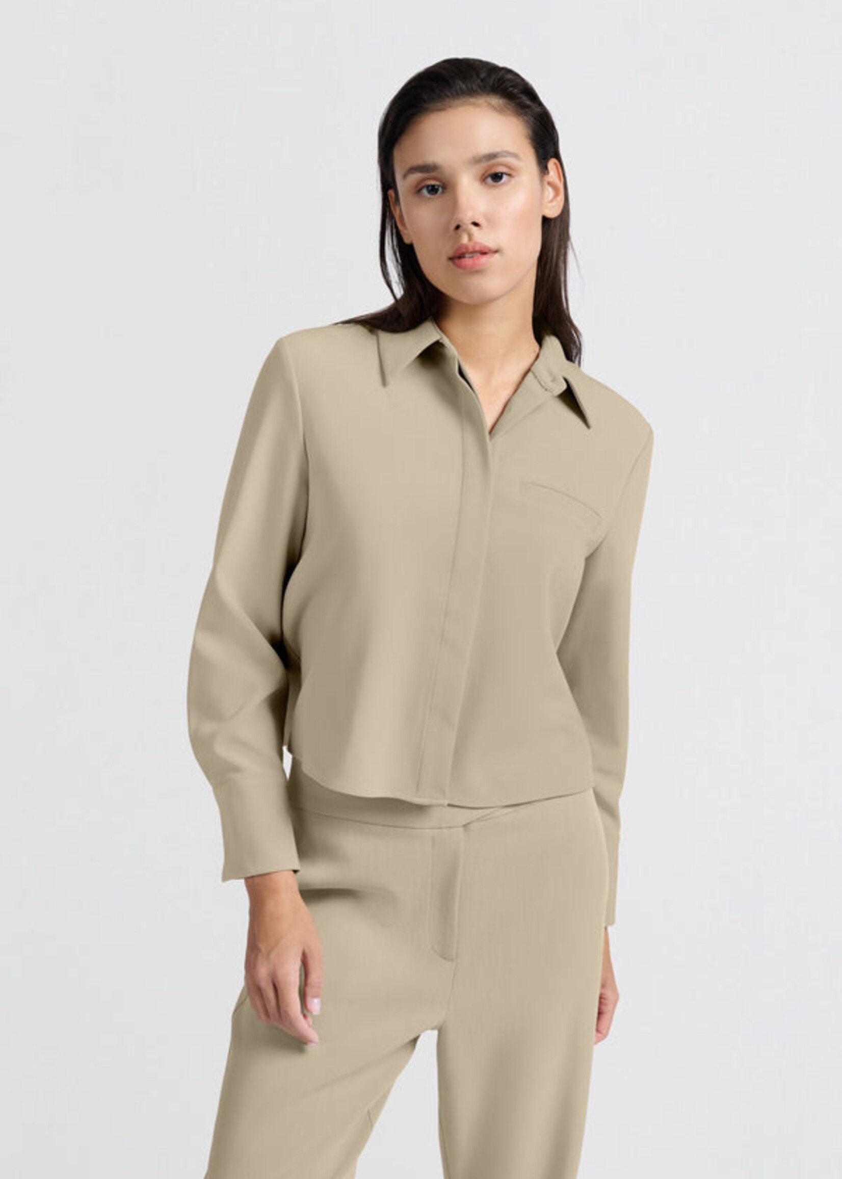 Yaya Women YAYA Chemise Courte Avec Poche - Safari