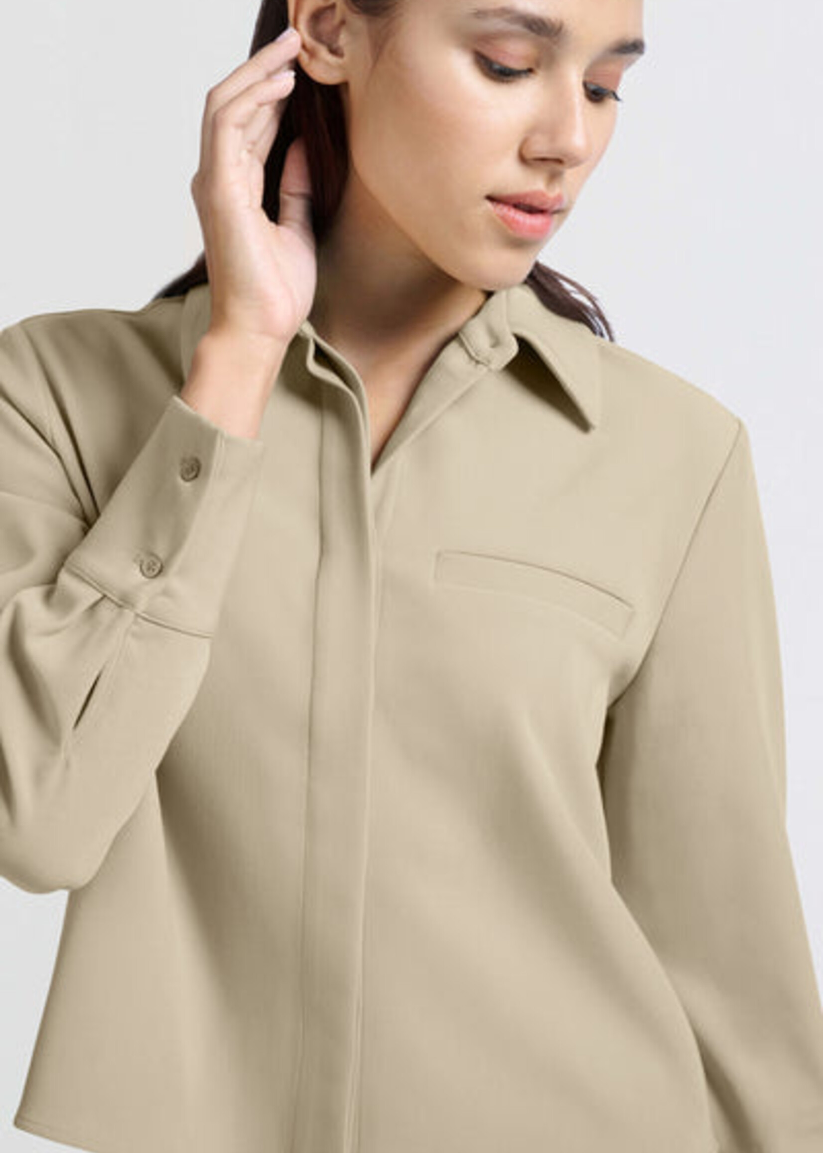 Yaya Women YAYA Chemise Courte Avec Poche - Safari