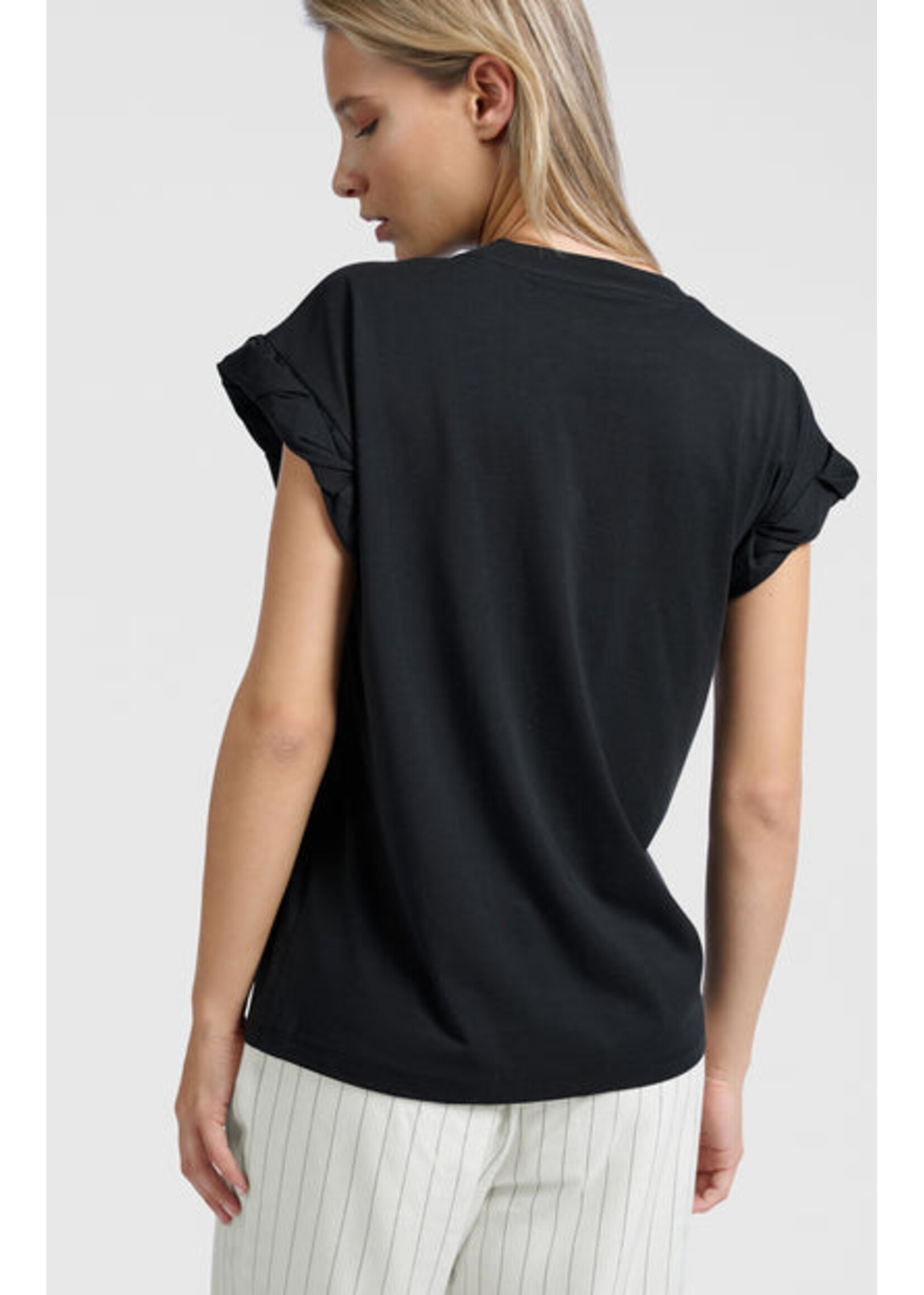Yaya Women YAYA T-Shirt W/Roll-Up - Washed Black