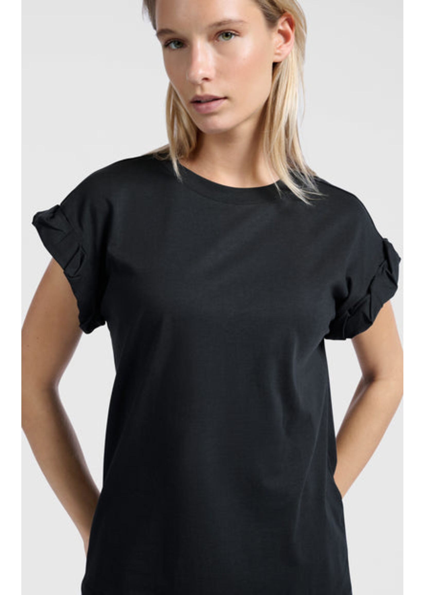 Yaya Women YAYA T-Shirt Avec Enroulement - Washed Black