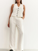 Yaya Women YAYA Pantalon Large À Fines Rayures - Sand Linen Beige