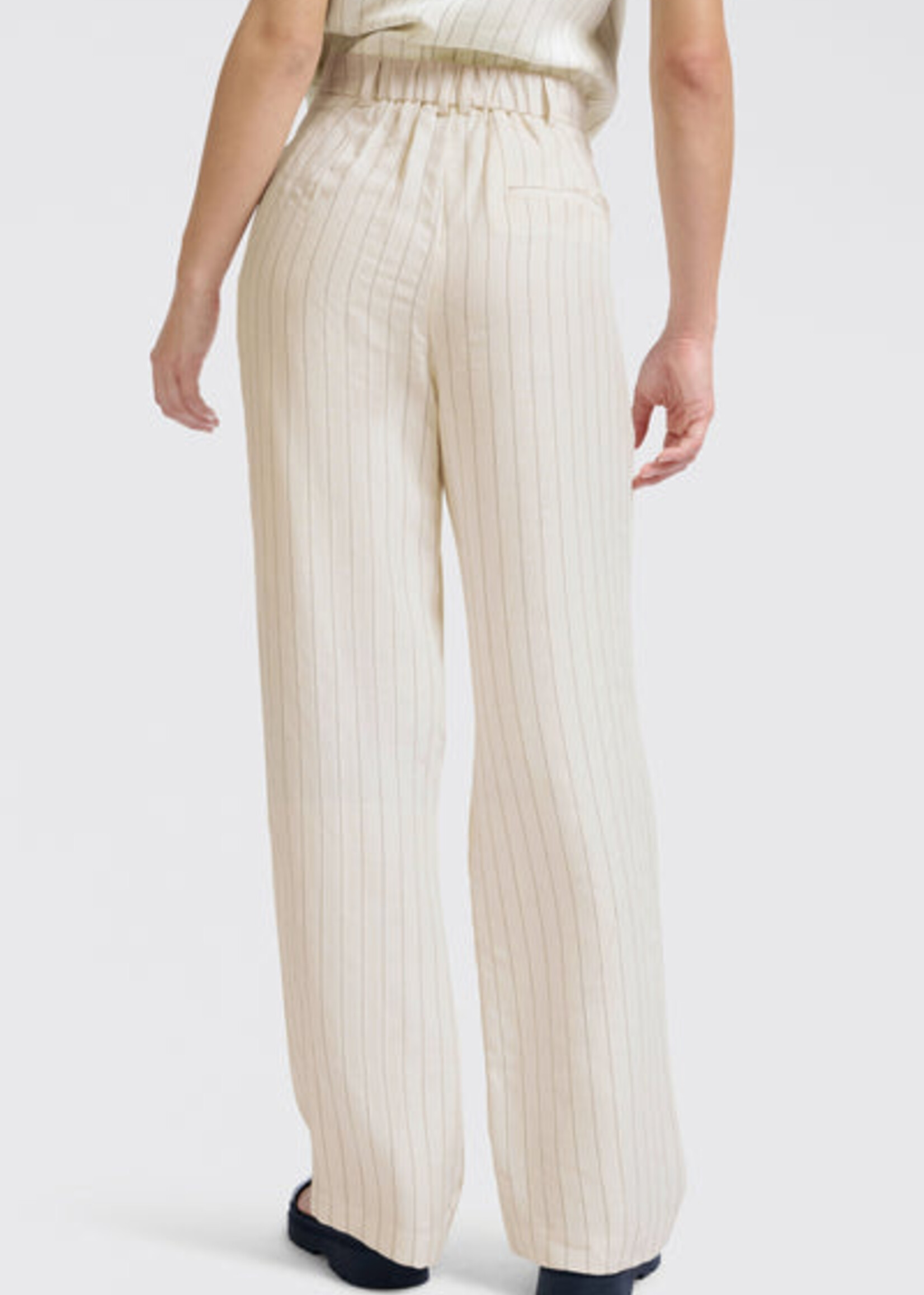 Yaya Women YAYA Pantalon Large À Fines Rayures - Sand Linen Beige