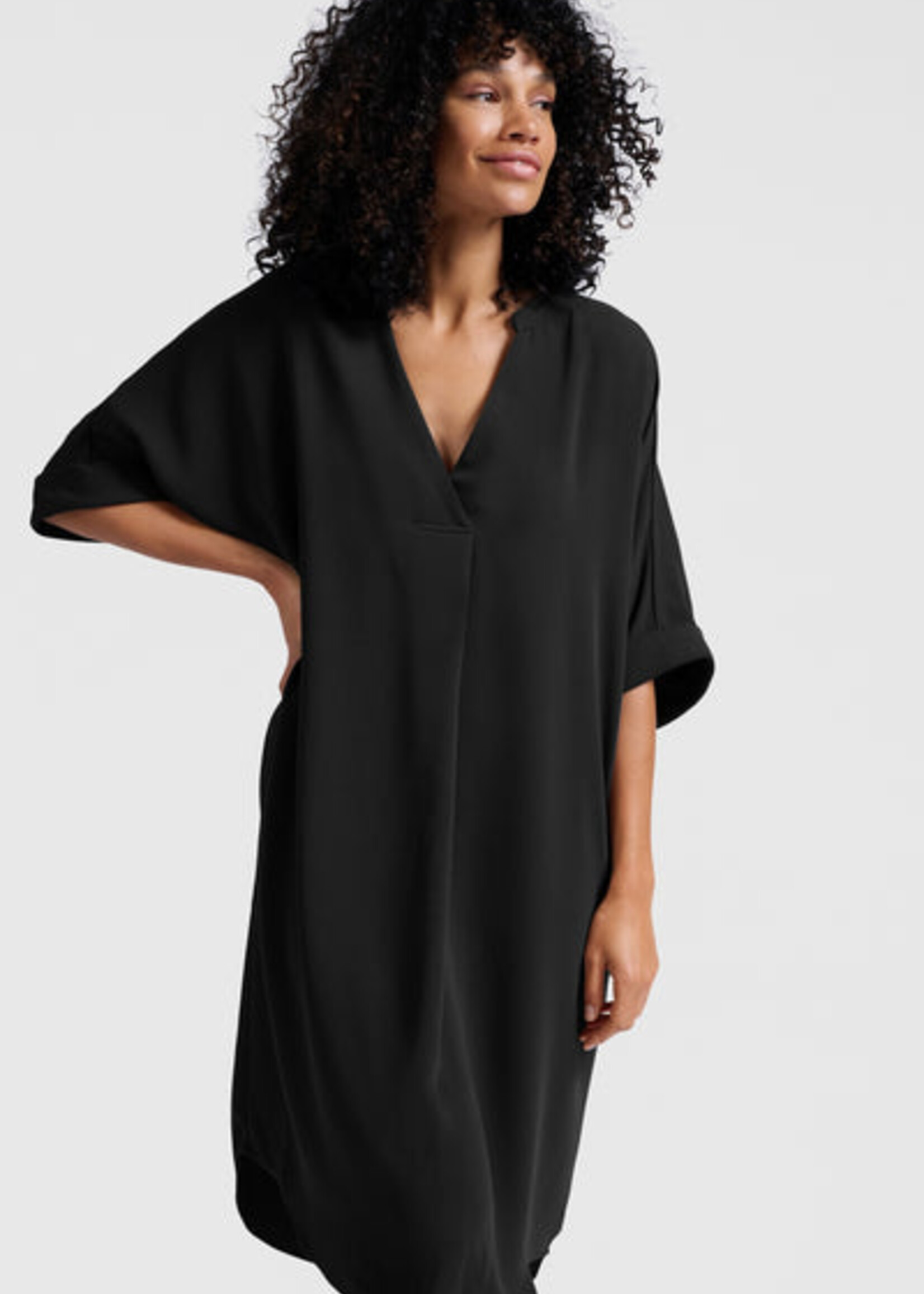 Yaya Women YAYA Folded Short Sleeve Dress - Washed Black
