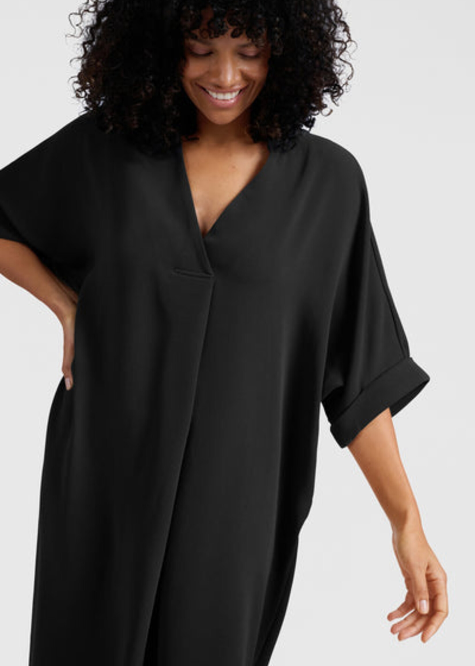 Yaya Women YAYA Folded Short Sleeve Dress - Washed Black