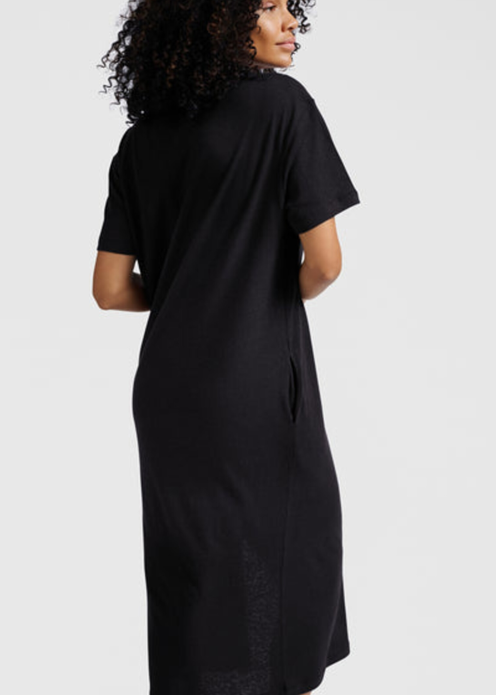 Yaya Women YAYA Robe T-Shirt En Lin Mélangé - Washed Black