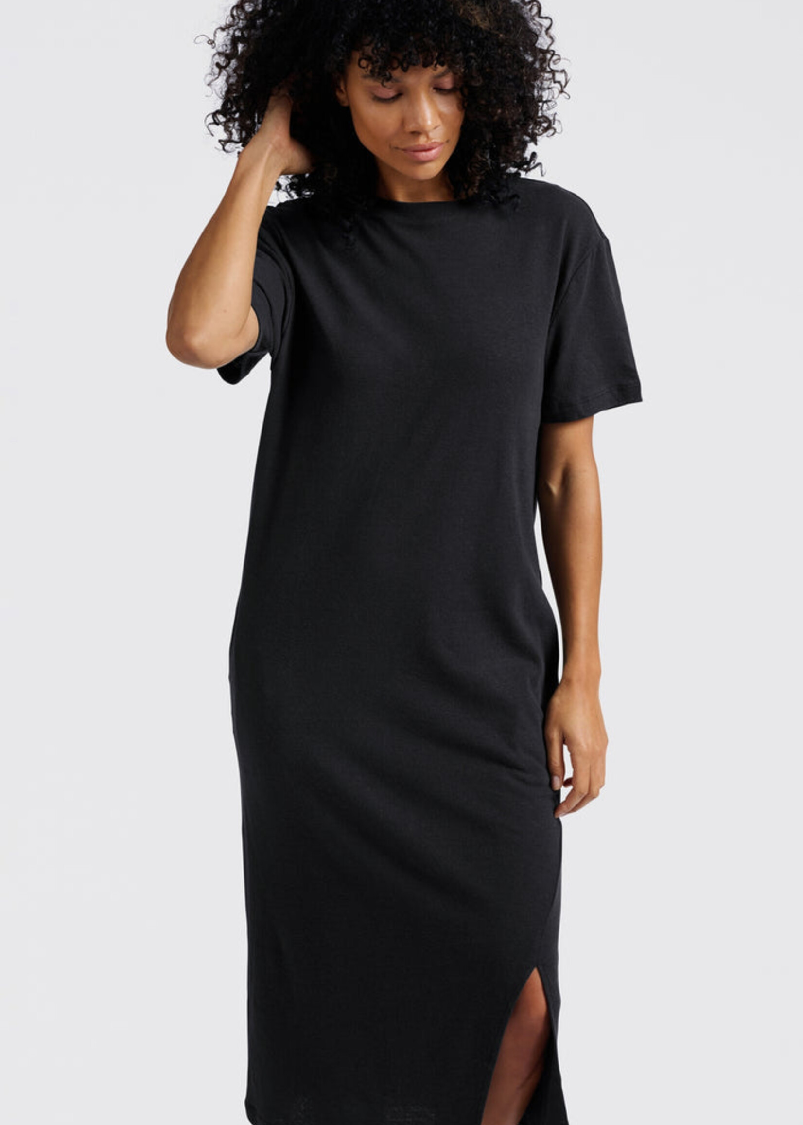 Yaya Women YAYA Robe T-Shirt En Lin Mélangé - Washed Black