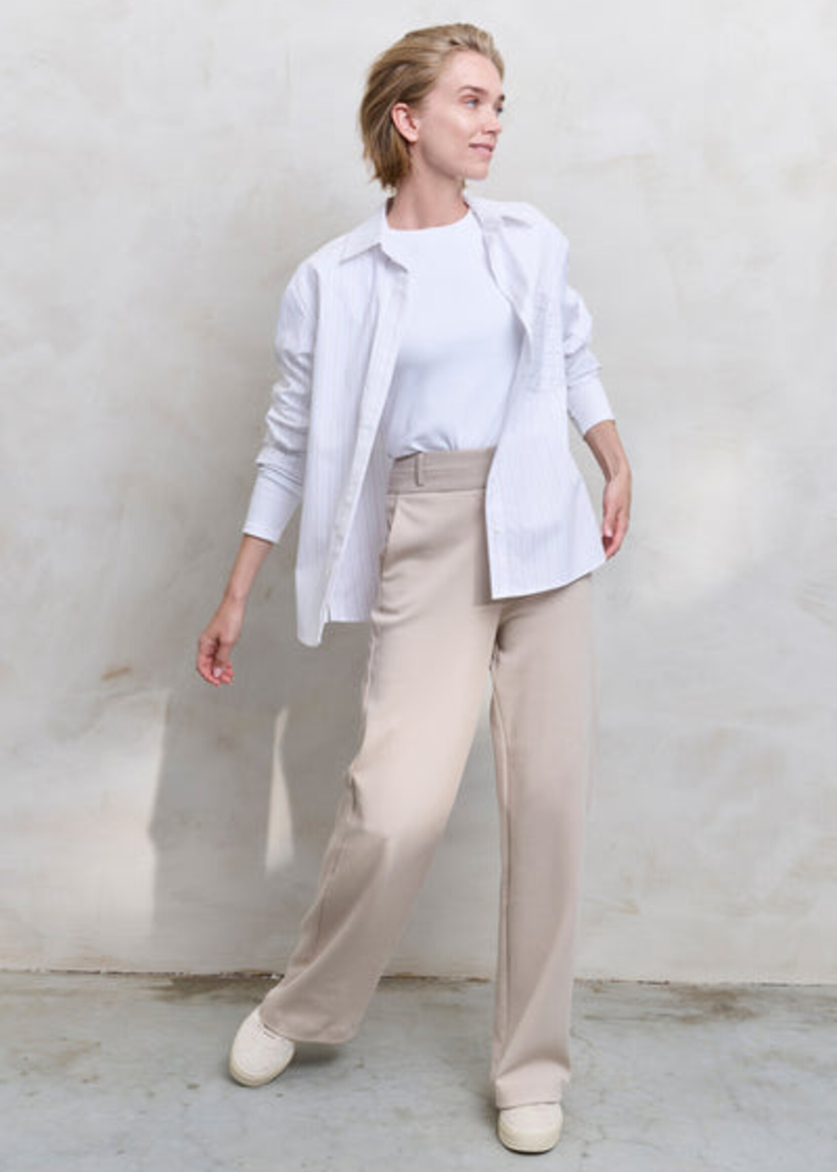 Yaya Women YAYA Woven Cheked Wide Leg Trousers - Feather Grey