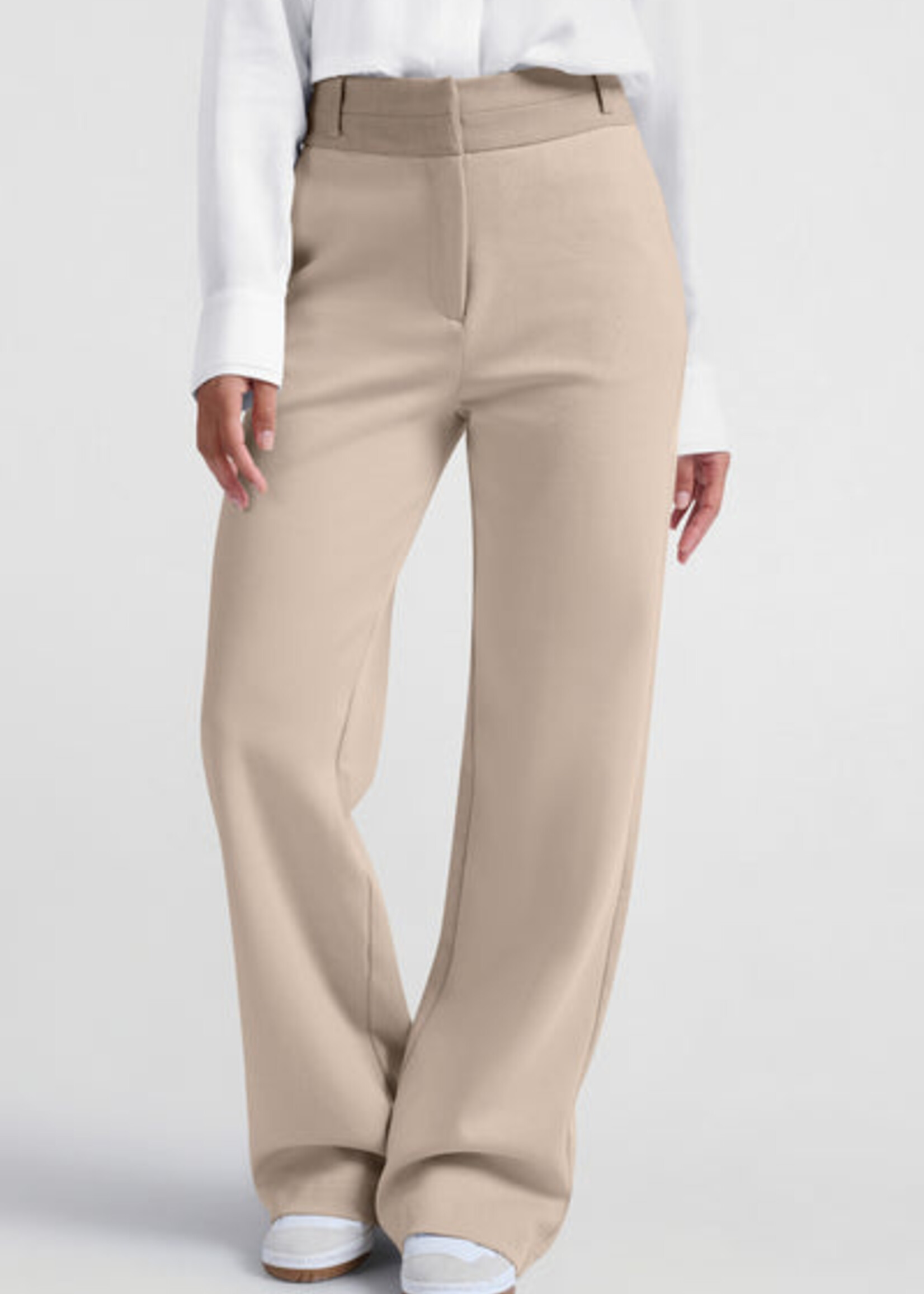 Yaya Women YAYA Woven Cheked Wide Leg Trousers - Feather Grey