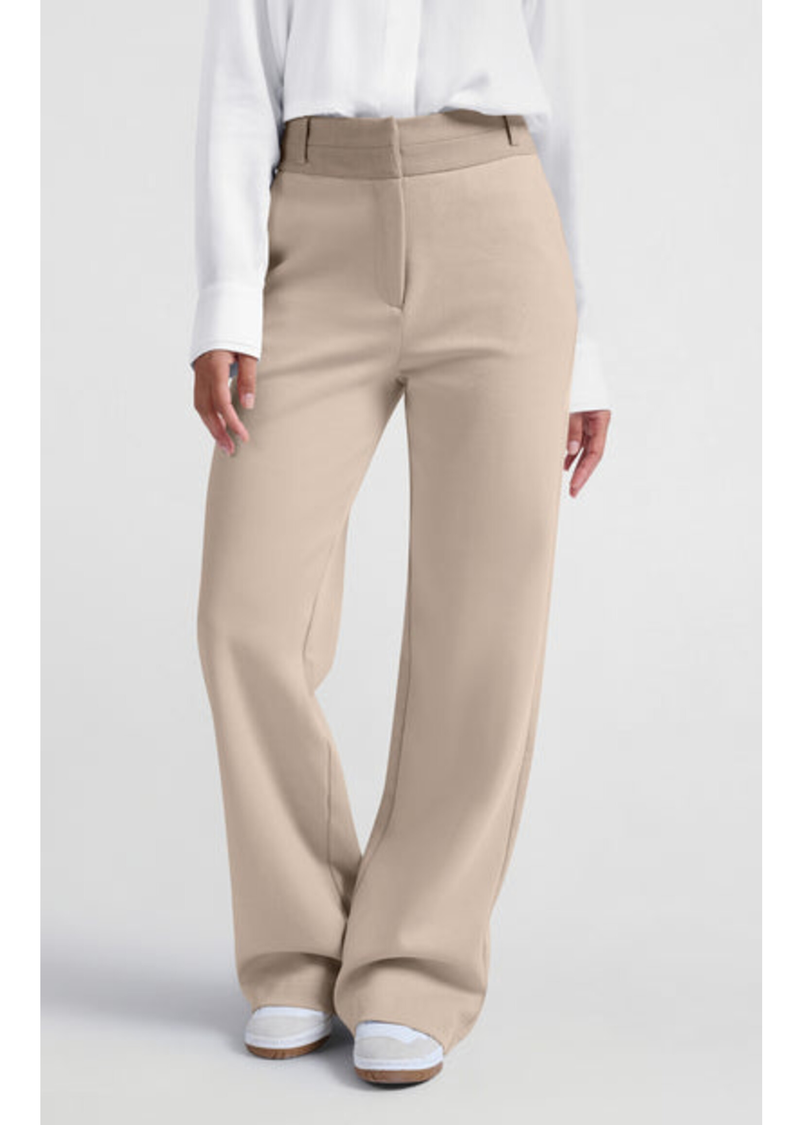 Yaya Women YAYA Woven Cheked Wide Leg Trousers - Feather Grey