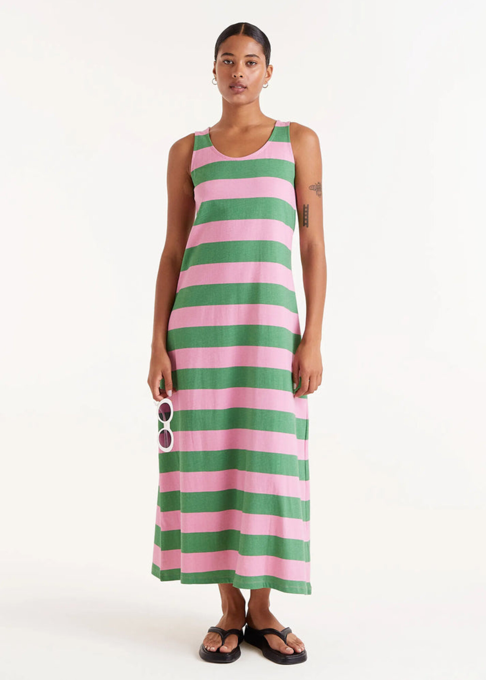 Compañía Fantástica Compañía Fantástica Robe Longue À Rayures - Vert/Rose