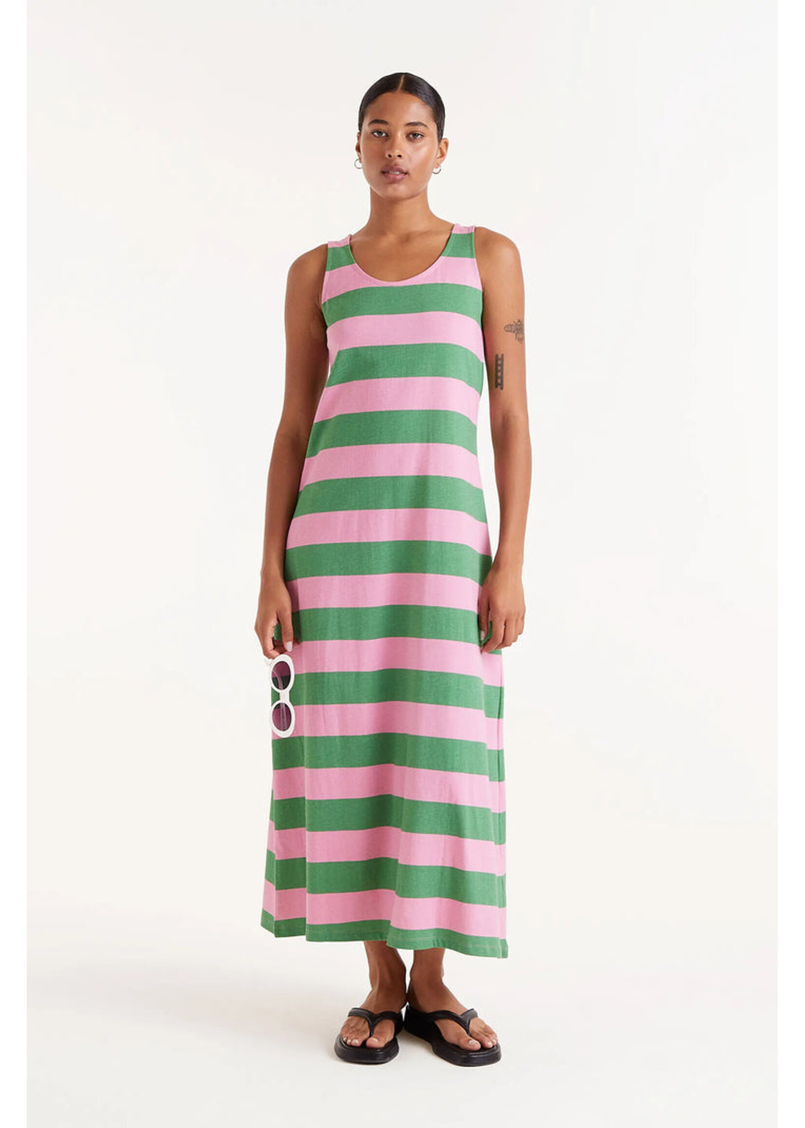 Compañía Fantástica Compañía Fantástica Robe Longue À Rayures - Vert/Rose