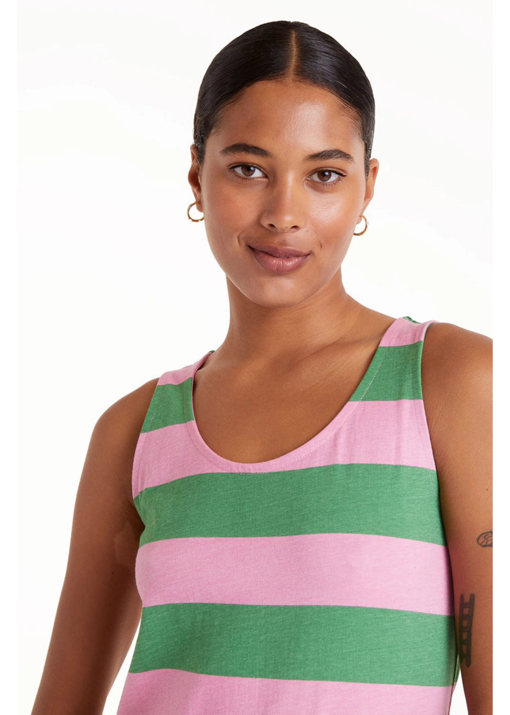 Compañía Fantástica Compañía Fantástica Long Striped Dress - Green/Pink