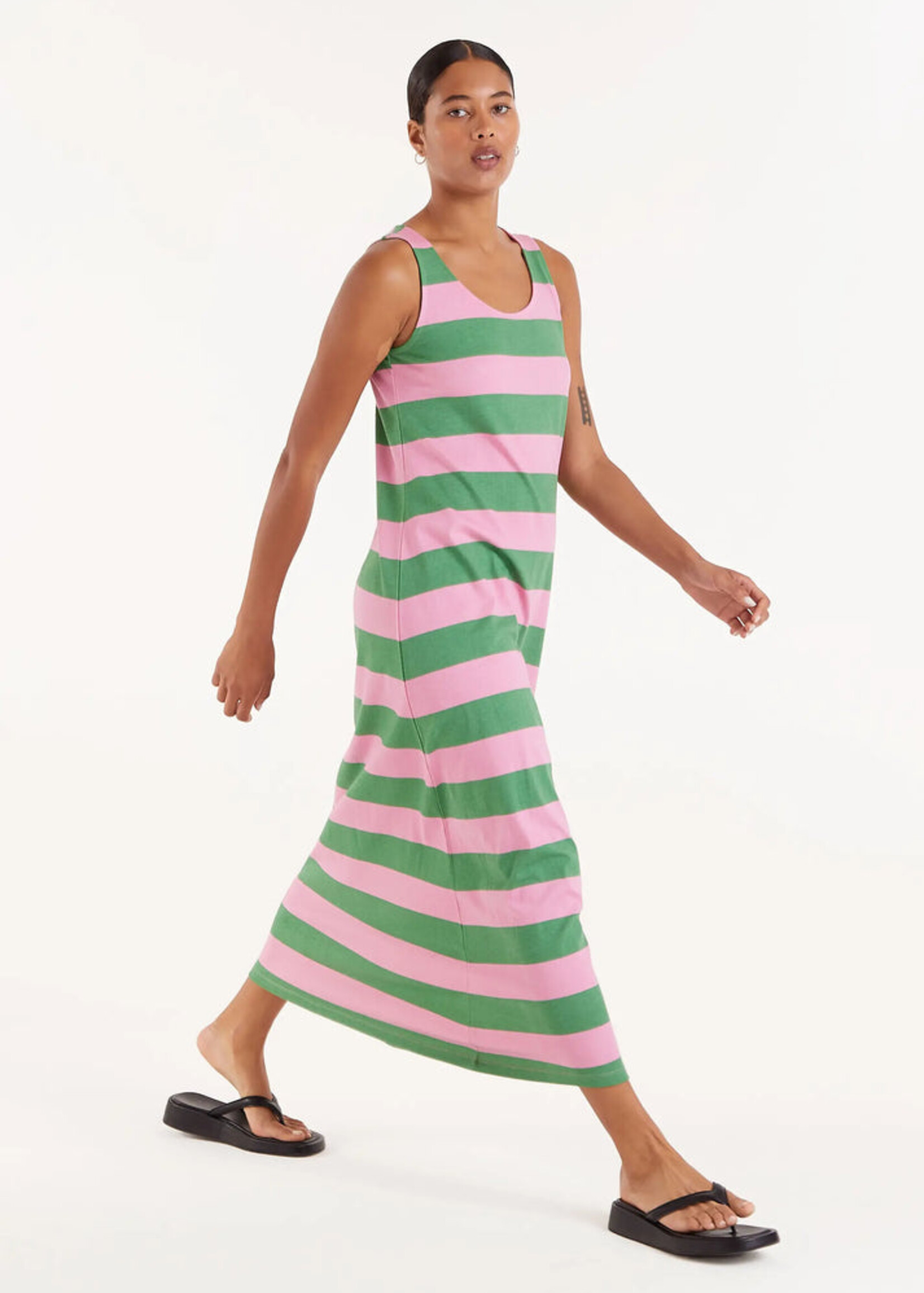 Compañía Fantástica Compañía Fantástica Robe Longue À Rayures - Vert/Rose