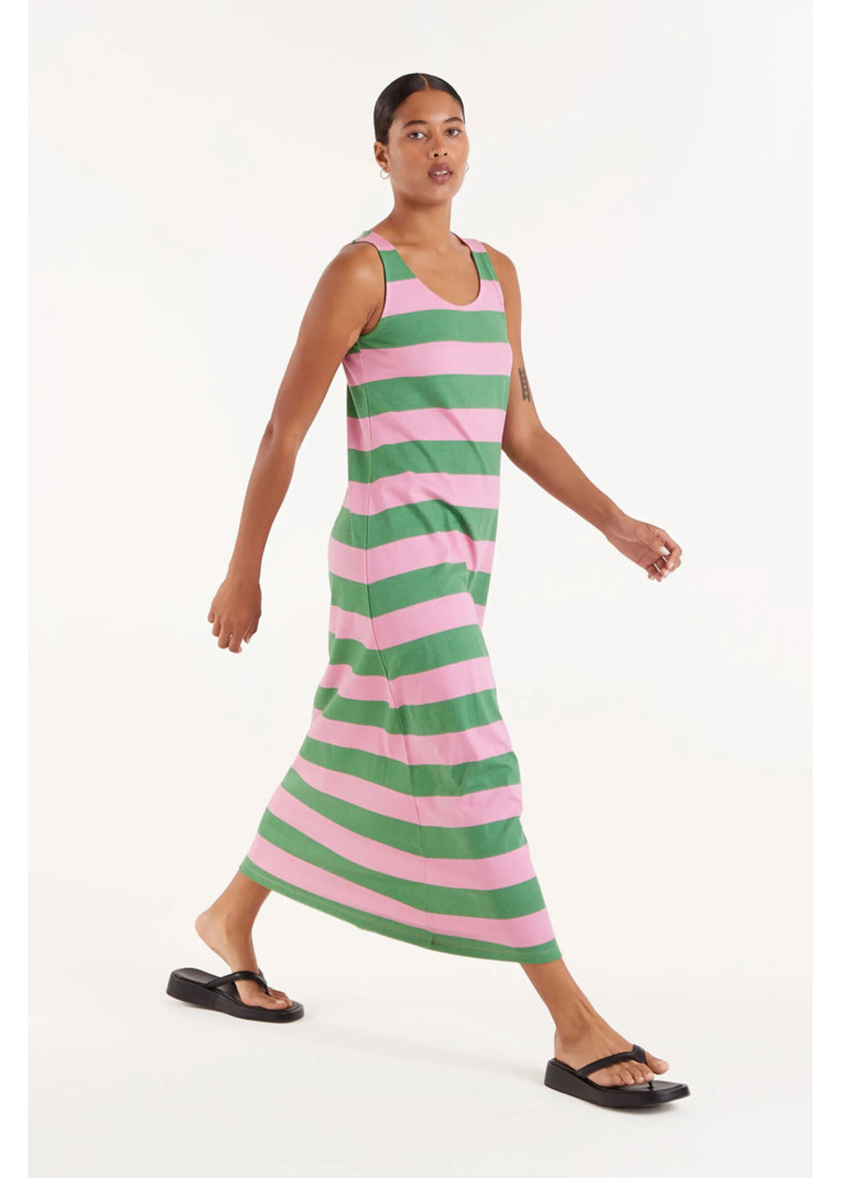 Compañía Fantástica Compañía Fantástica Long Striped Dress - Green/Pink