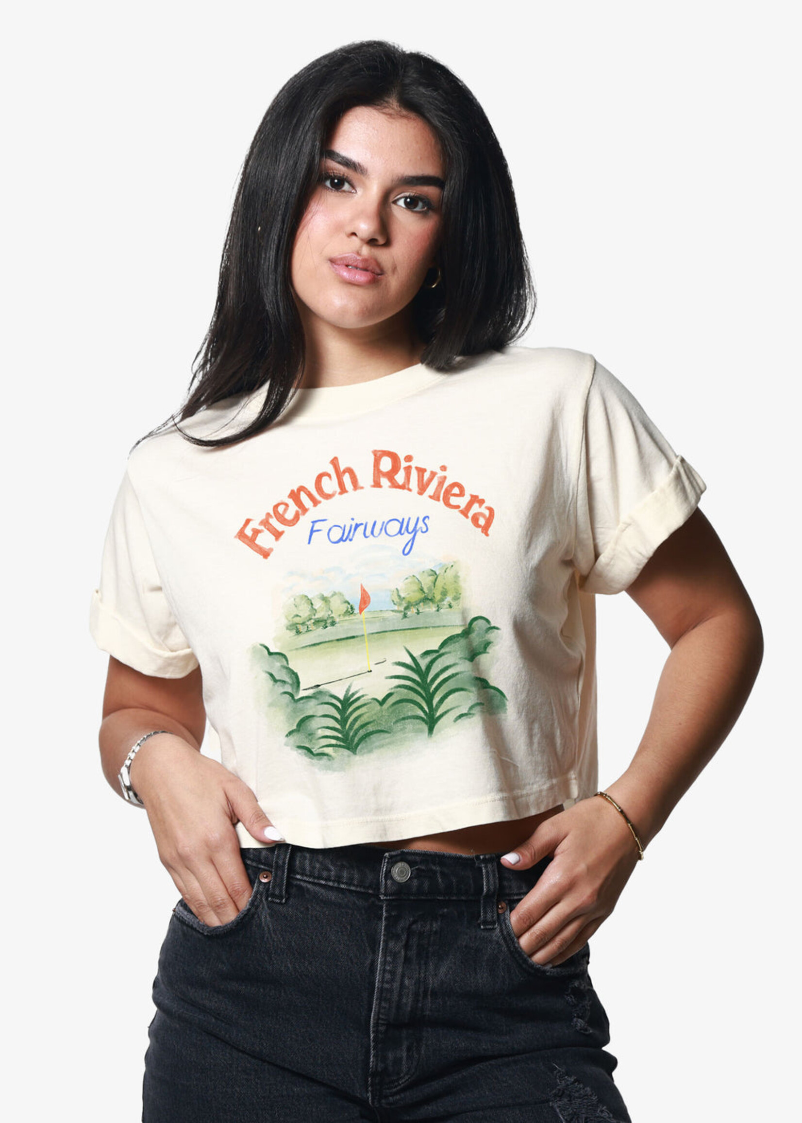 Girl Dangerous Girl Dangerous Riviera Fairways Crop Tee - Off White