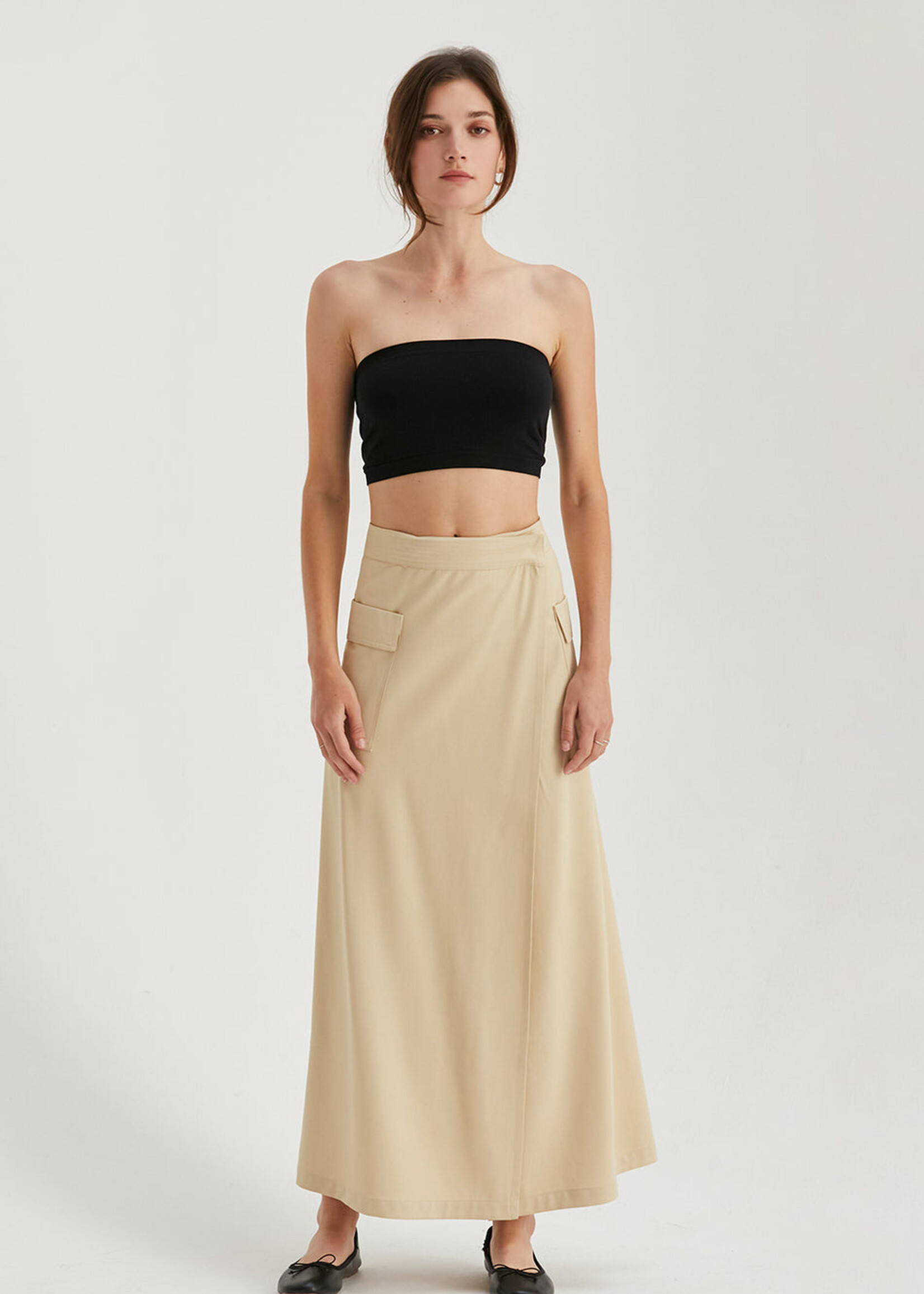 Crescent Crescent Jupe Portefeuille Longue Nadia - Custard
