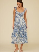 Lucy Paris Lucy Paris Cassandra Tiered Dress - Blue Floral
