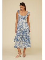 Lucy Paris Lucy Paris Cassandra Tiered Dress - Blue Floral