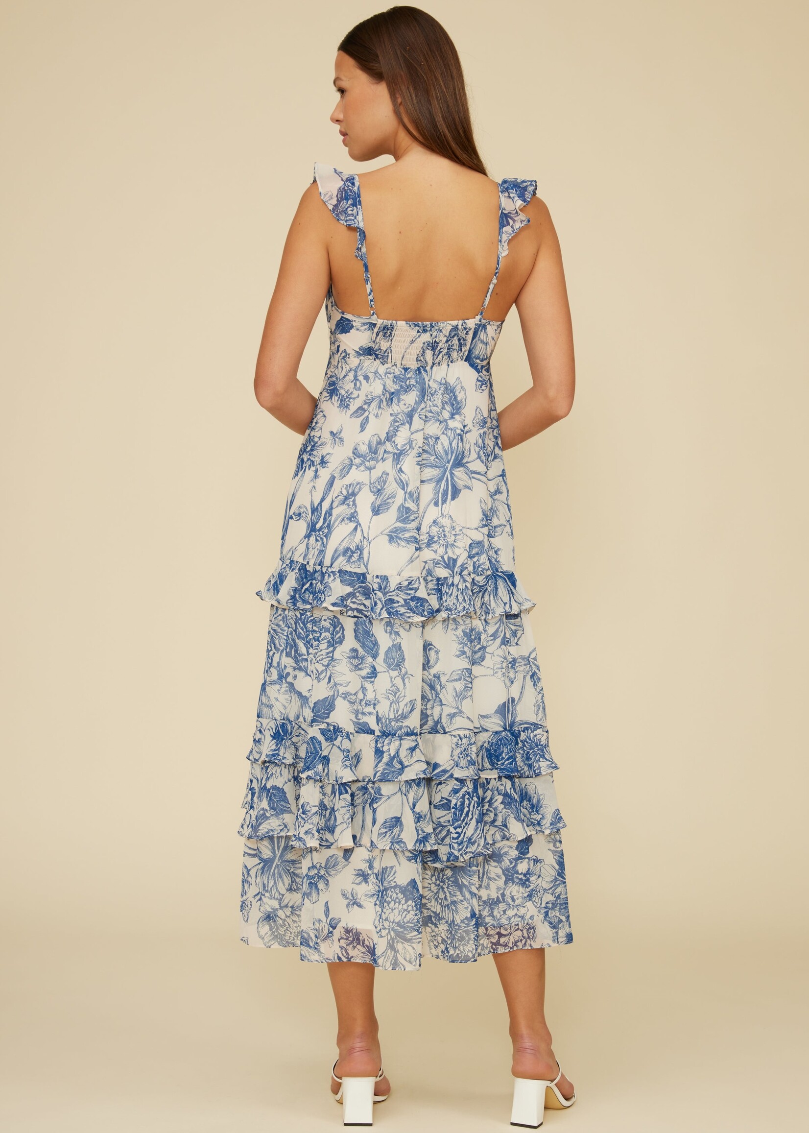 Lucy Paris Lucy Paris Robe À Volants Cassandra - Blue Floral