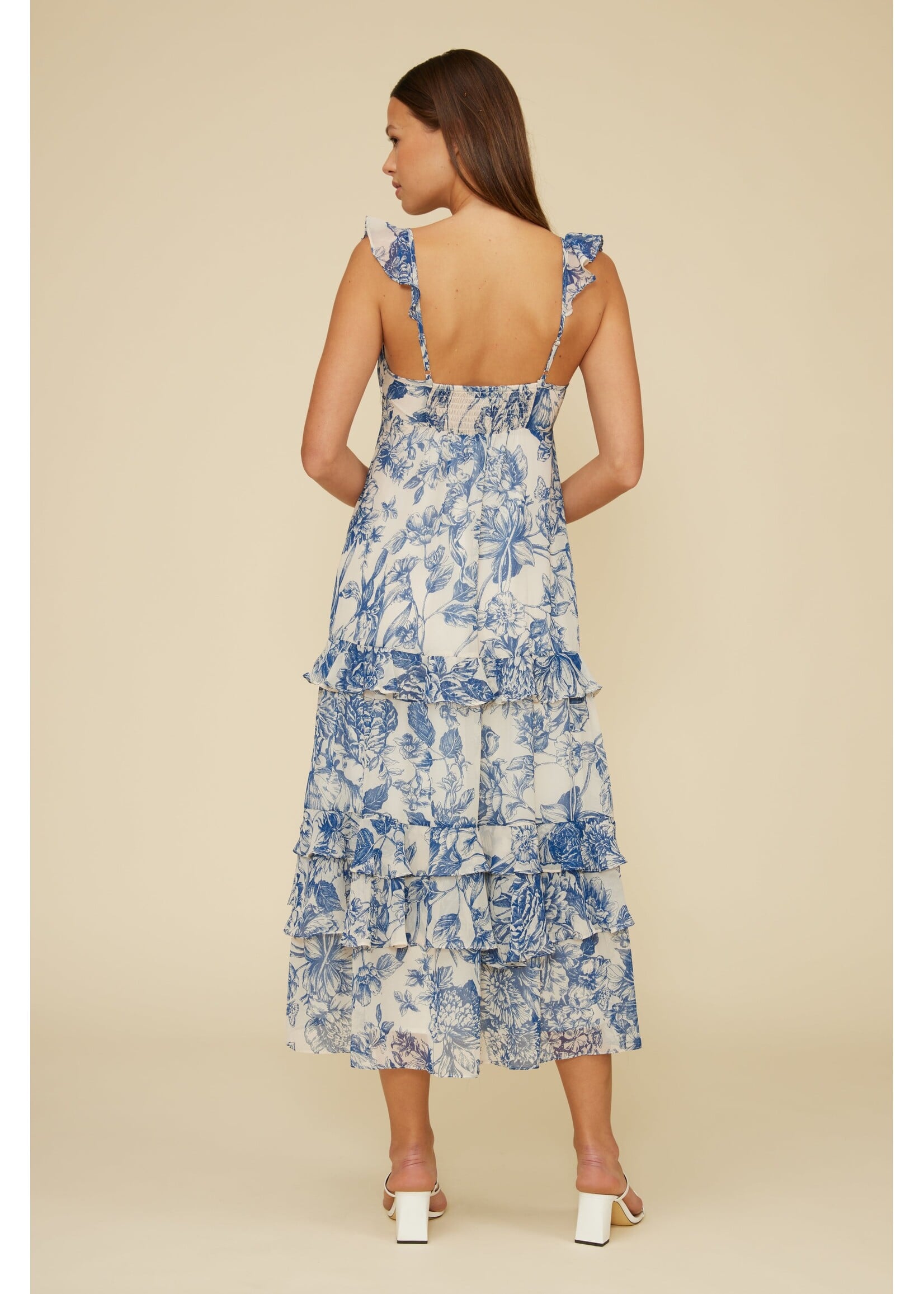 Lucy Paris Lucy Paris Cassandra Tiered Dress - Blue Floral