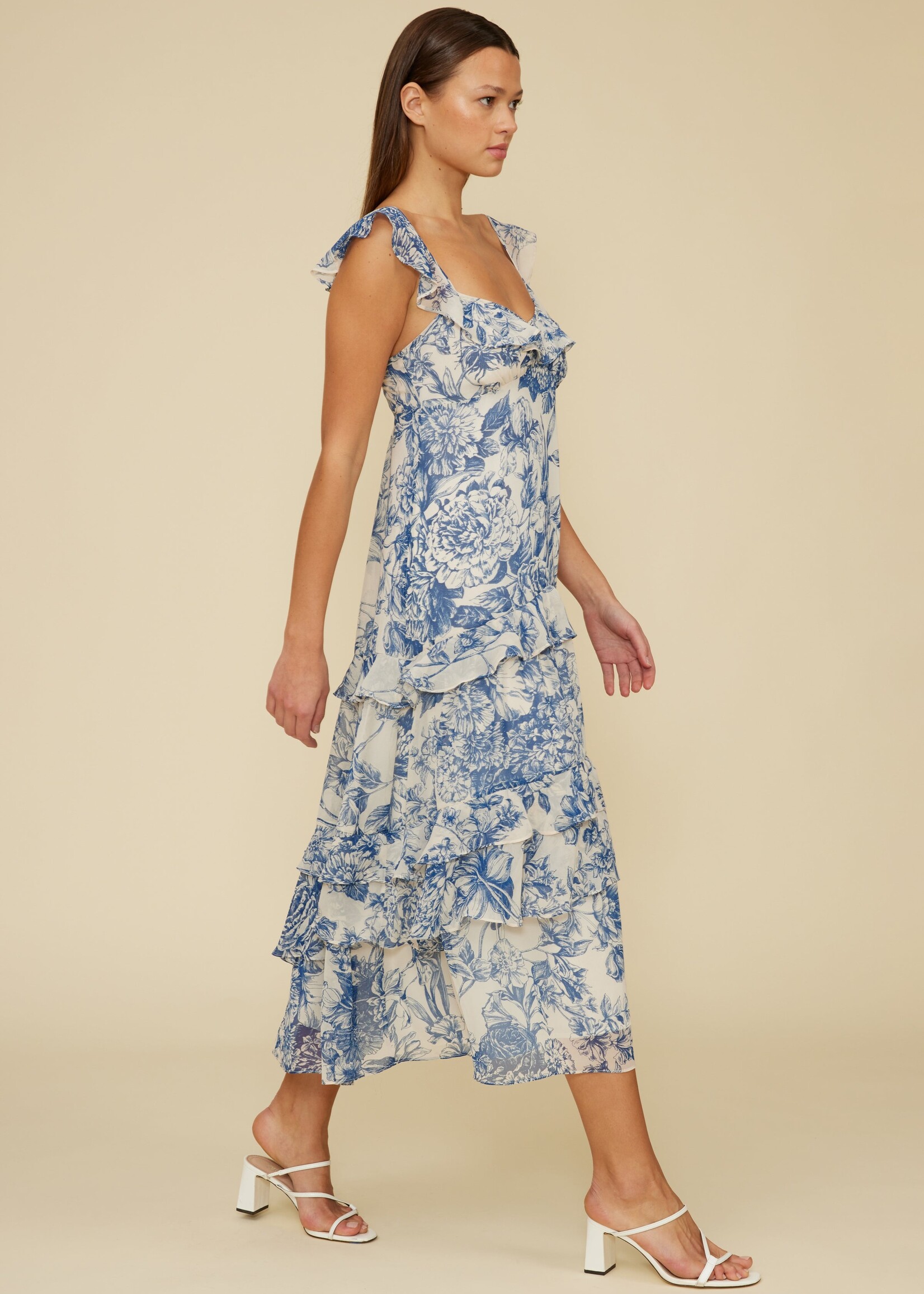 Lucy Paris Lucy Paris Robe À Volants Cassandra - Blue Floral