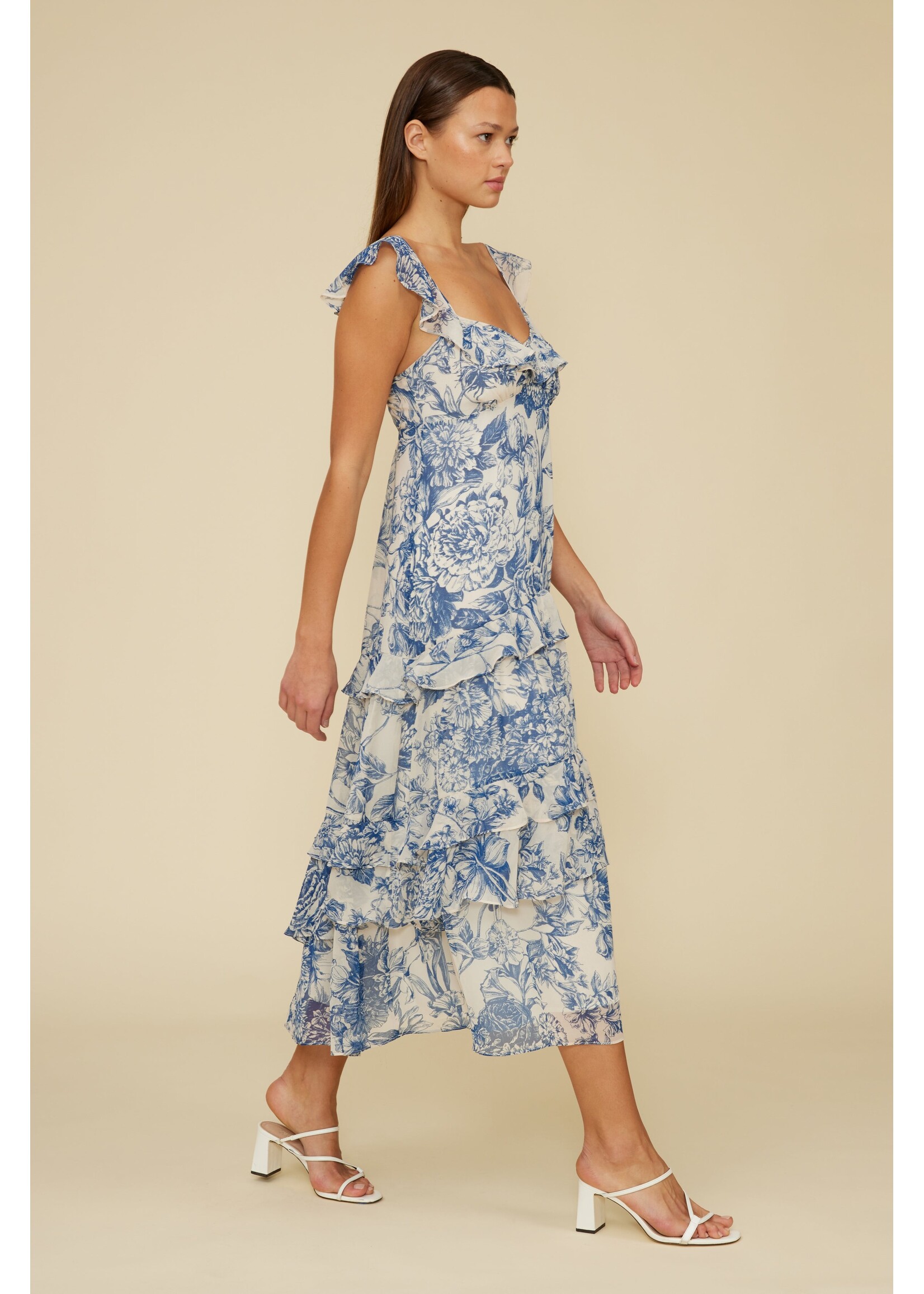 Lucy Paris Lucy Paris Robe À Volants Cassandra - Blue Floral