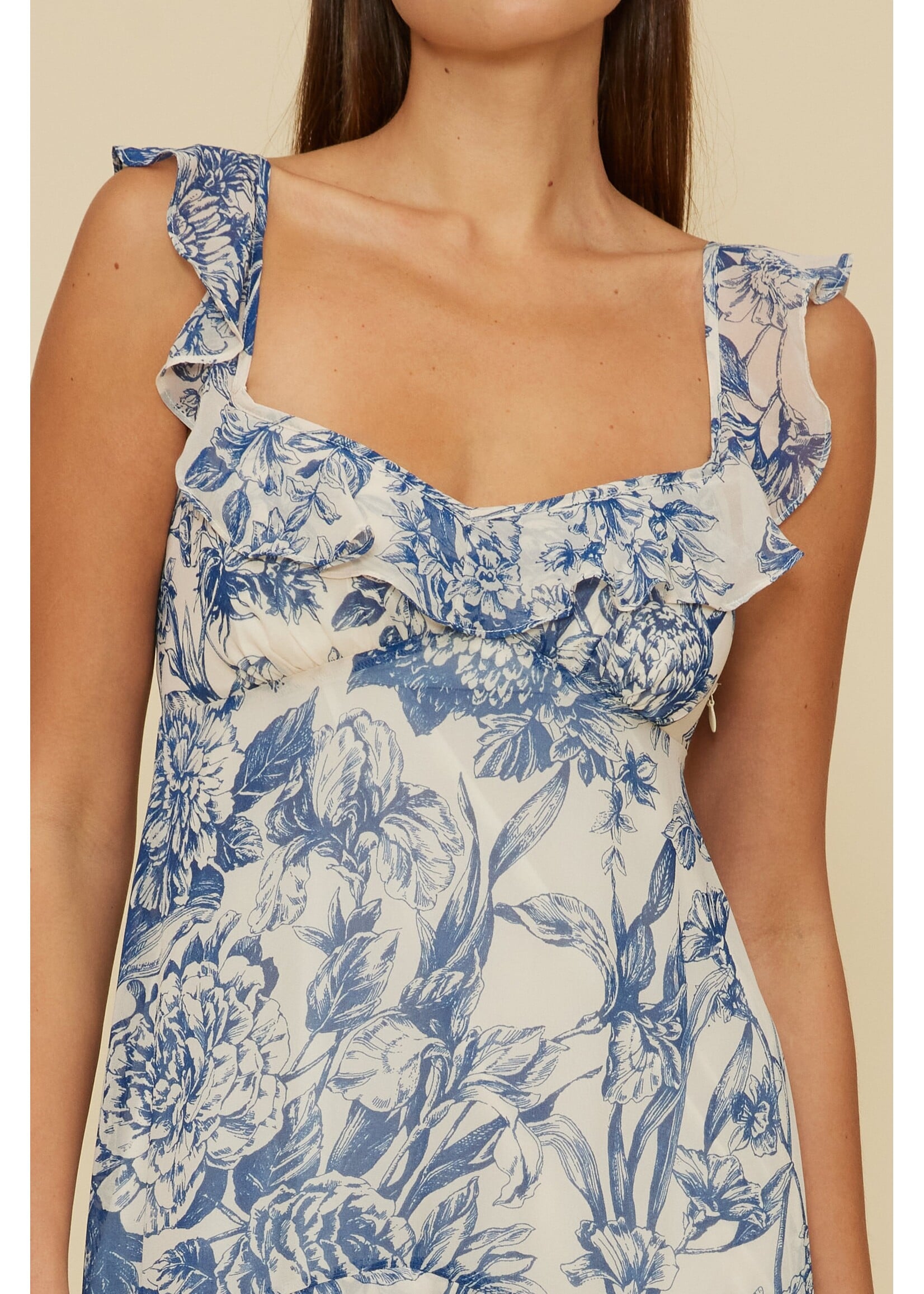 Lucy Paris Lucy Paris Cassandra Tiered Dress - Blue Floral