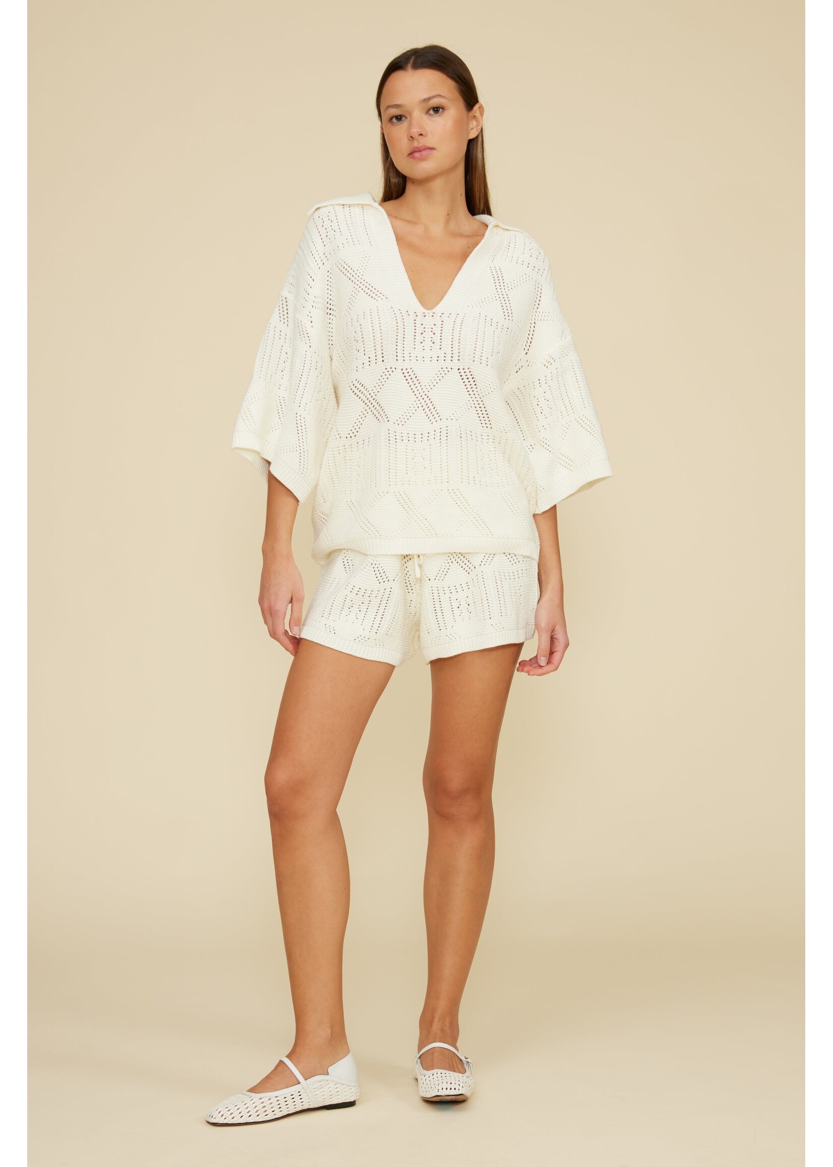 Lucy Paris Lucy Paris Alia Knit Top - Cream