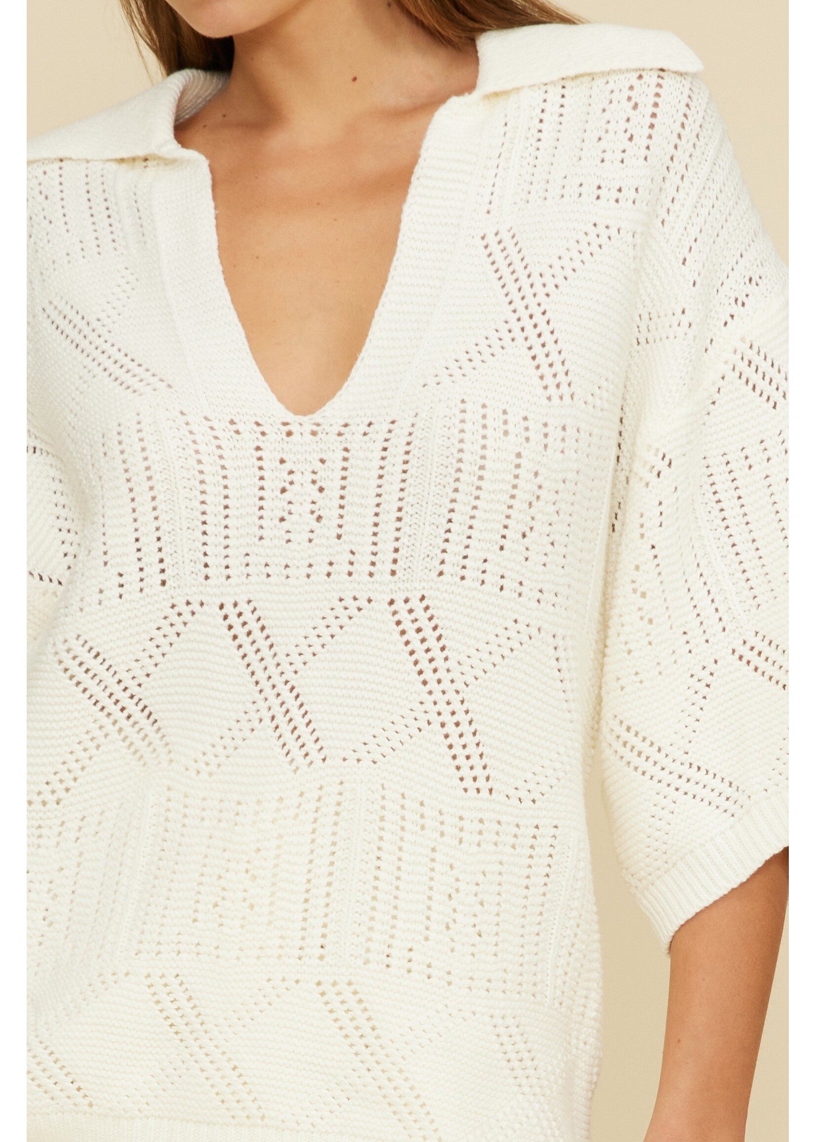 Lucy Paris Lucy Paris Alia Knit Top - Cream