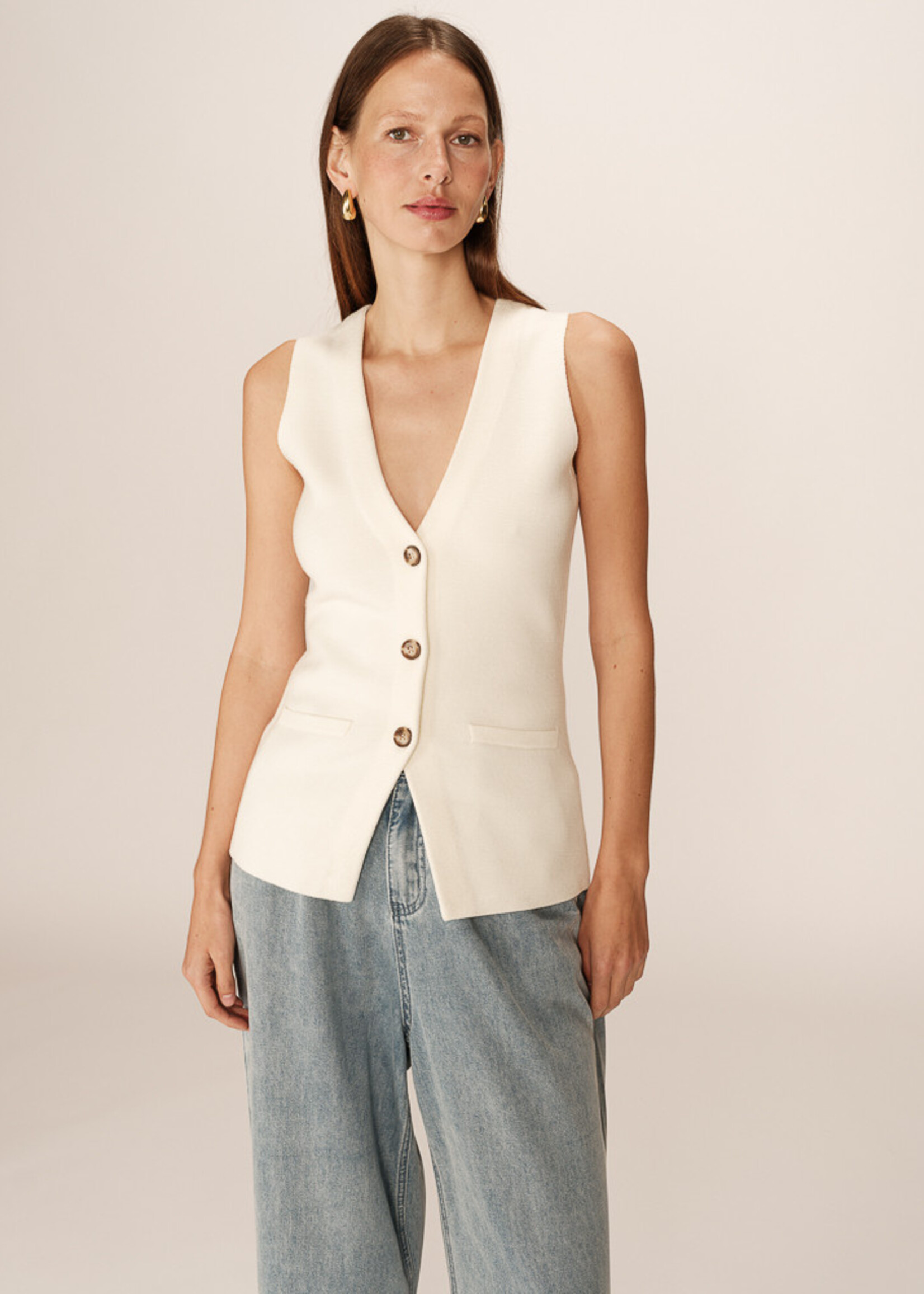 Grace and Mila Grace & Mila Gilet Panama - Ecru