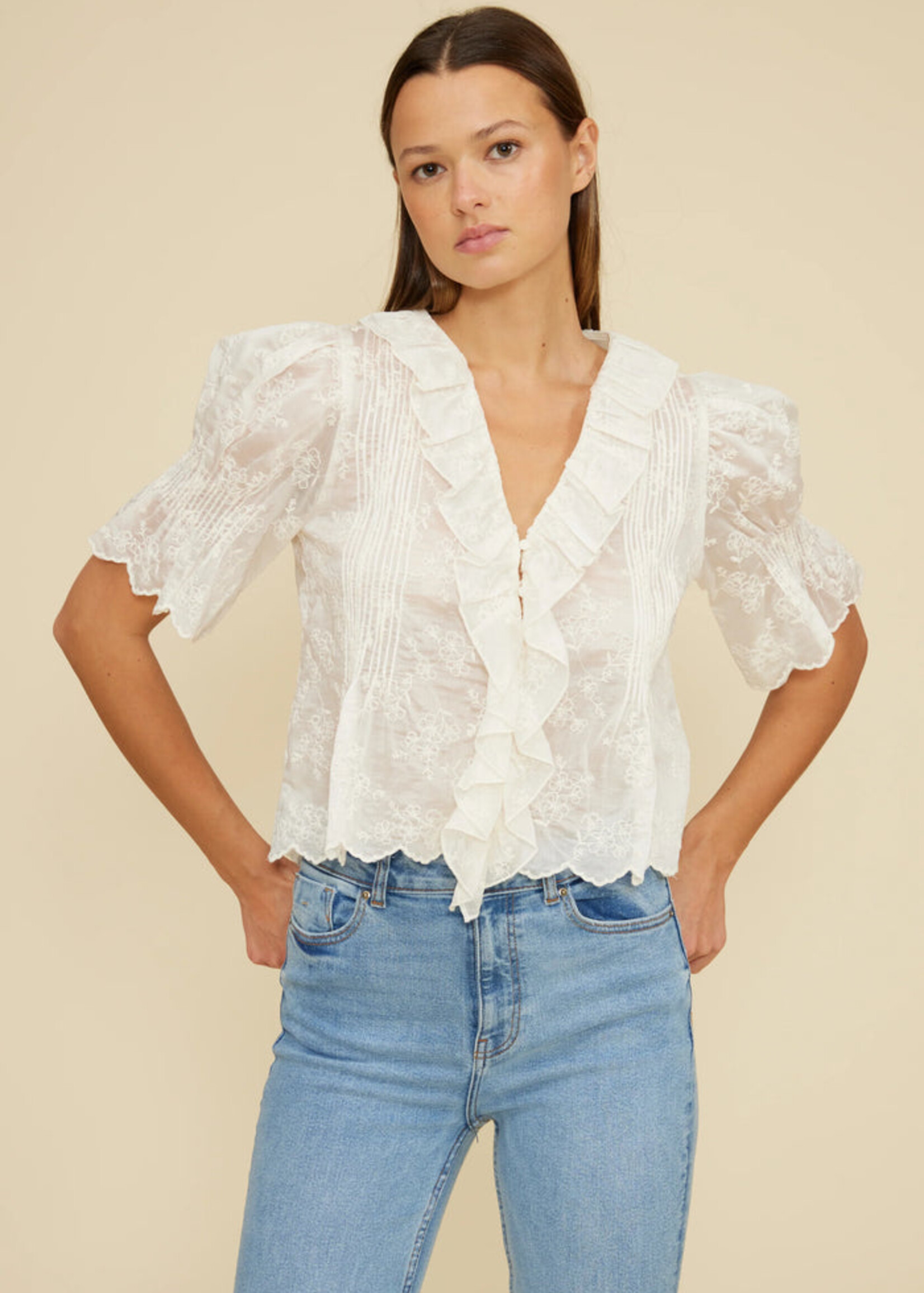 Lucy Paris Lucy Paris Celeste Ruffle Top - Ivory