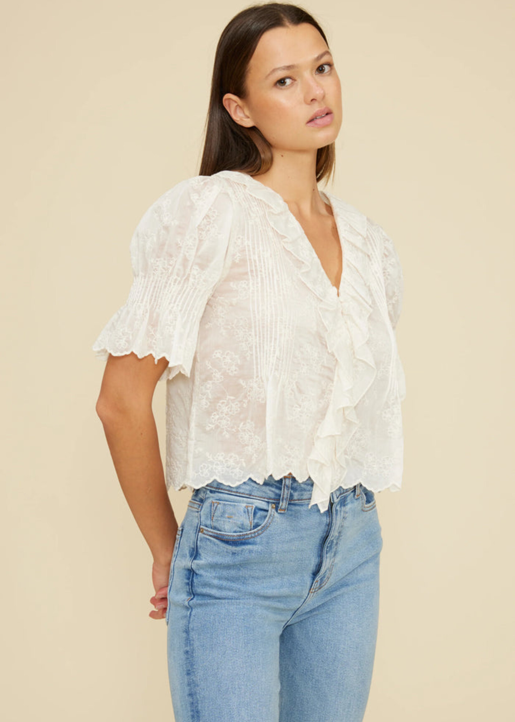 Lucy Paris Lucy Paris Celeste Ruffle Top - Ivory