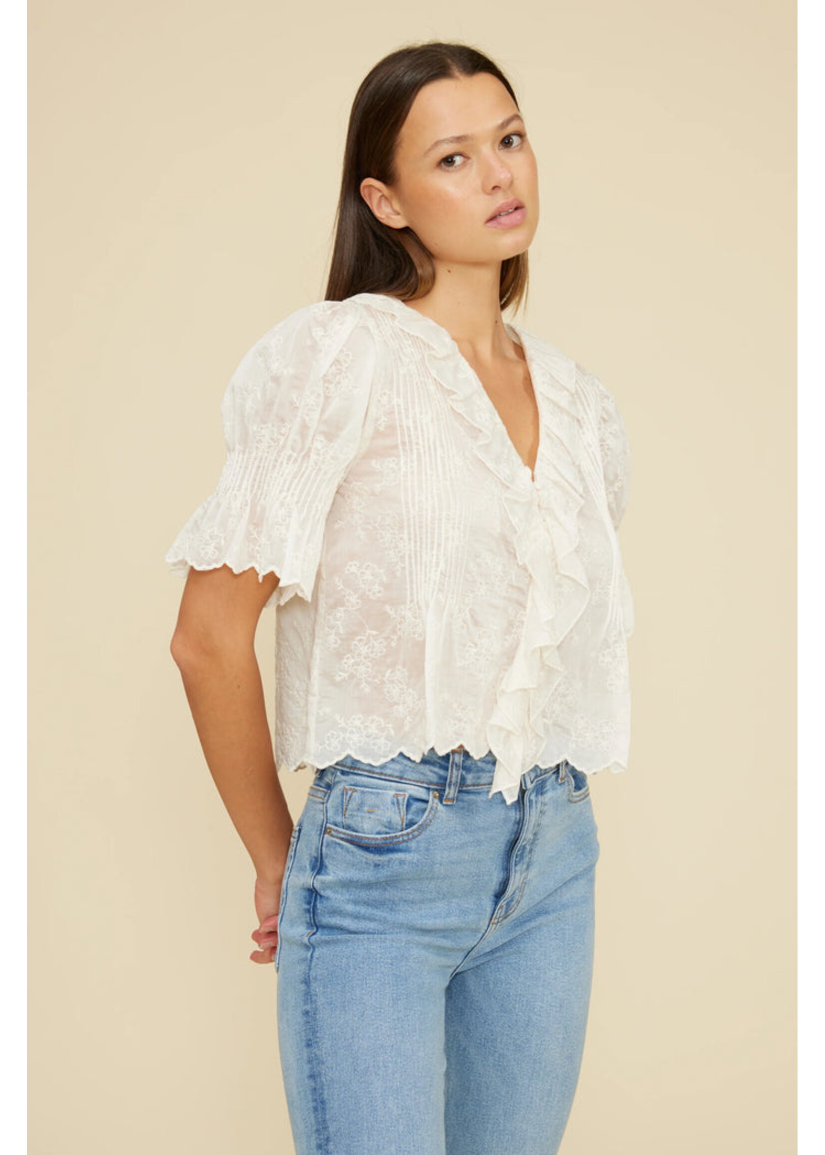 Lucy Paris Lucy Paris Celeste Ruffle Top - Ivory