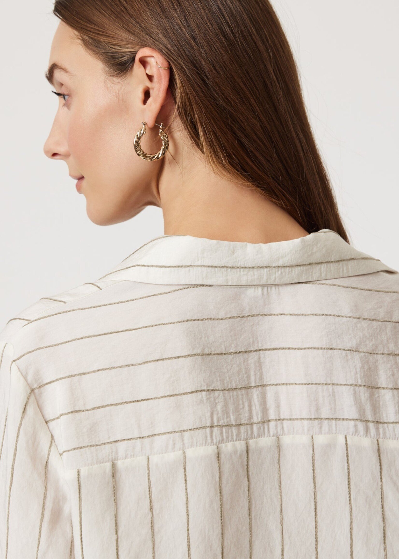 Mavi MAVI Chemise À Manches Longues Avec Poche - Khaki Stripe