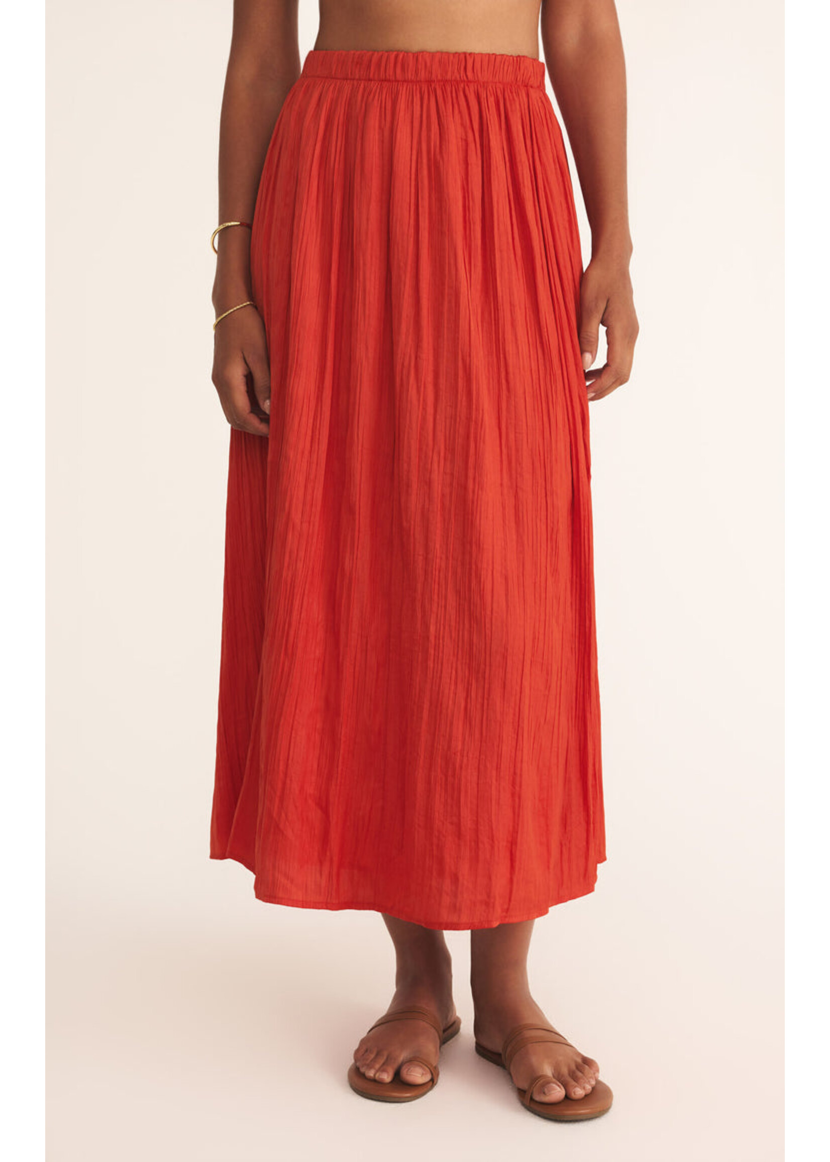 Z-Supply Z-Supply Nicoline Crinkle Midi Skirt - Cabana Red