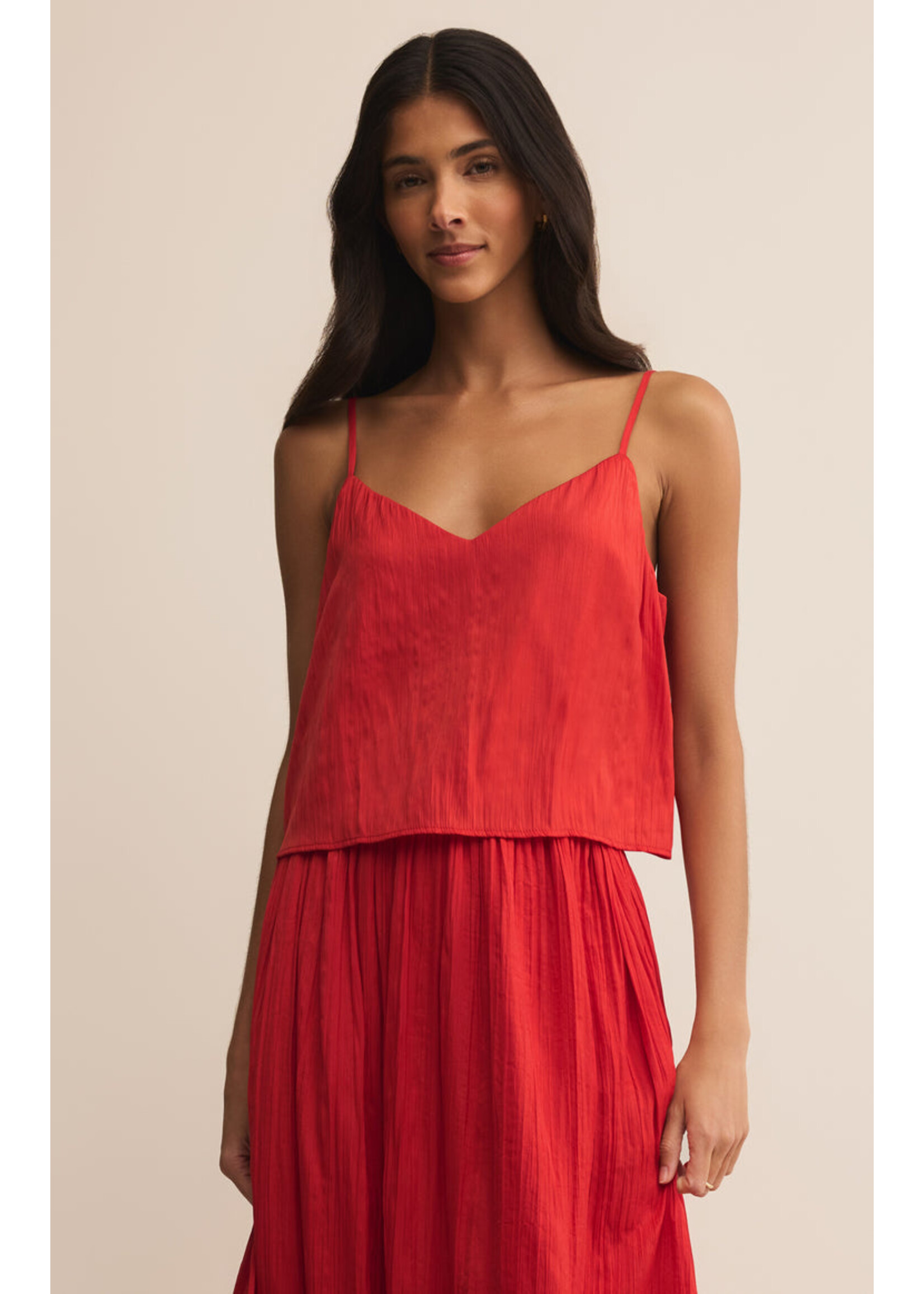 Z-Supply Z-Supply Fiore Crinkle Satin Tank - Cabana Red