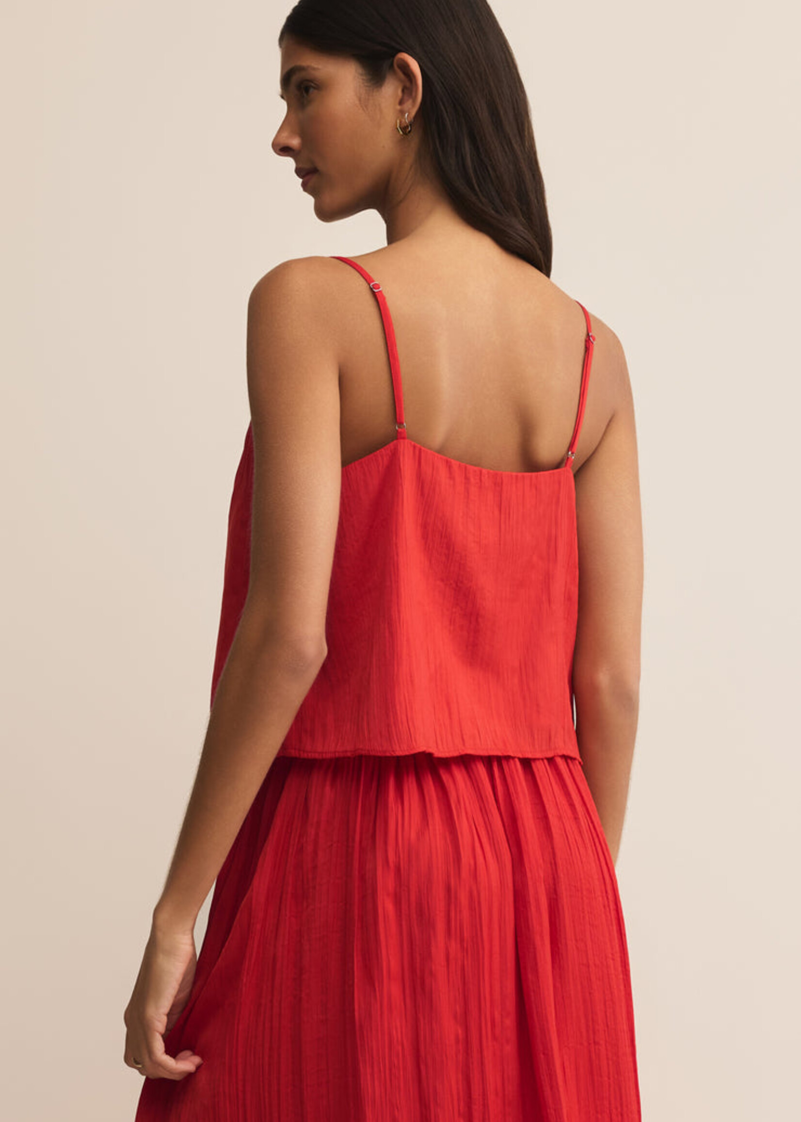 Z-Supply Z-Supply Débardeur En Satin Froissé Fiore - Cabana Red