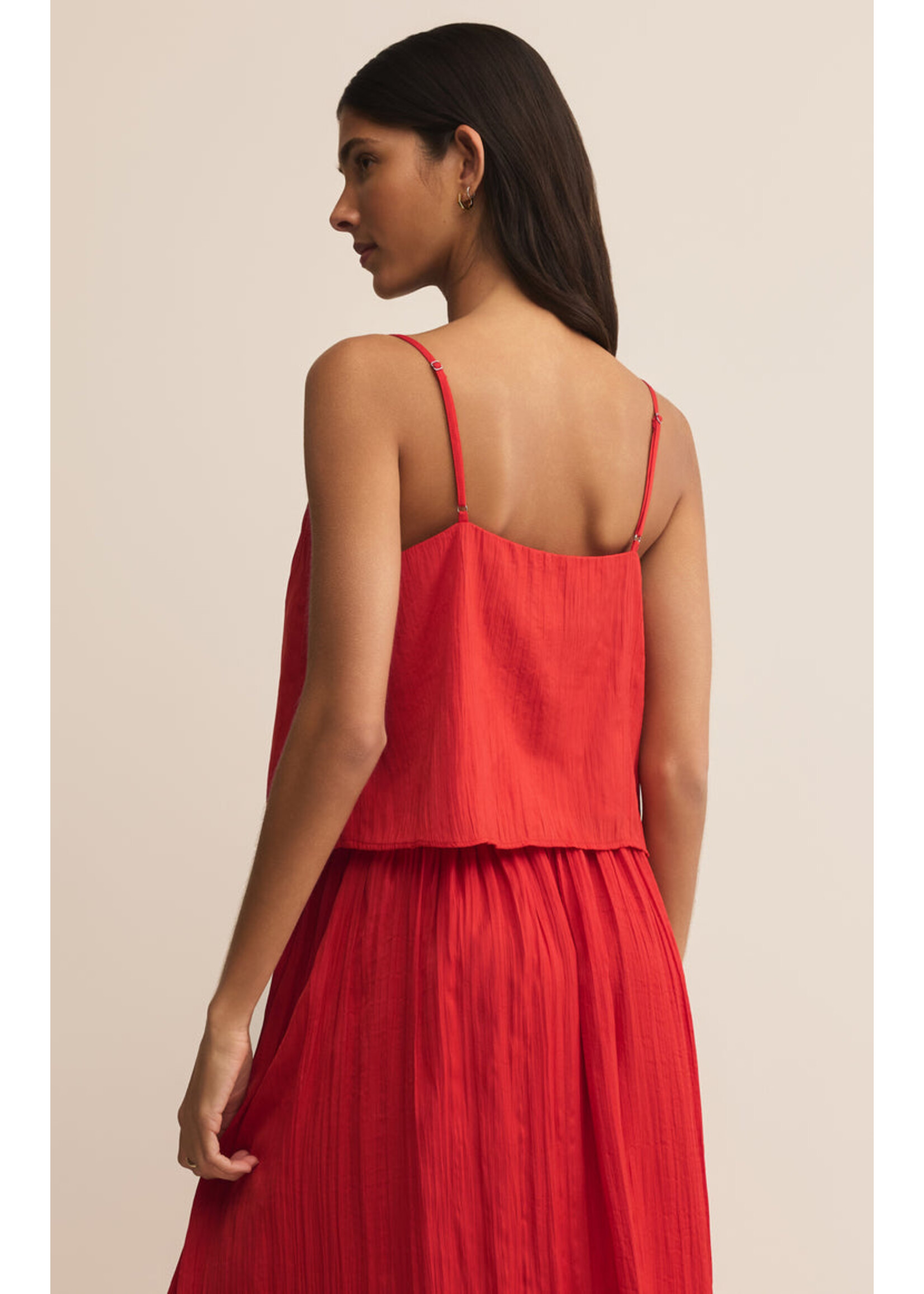 Z-Supply Z-Supply Fiore Crinkle Satin Tank - Cabana Red