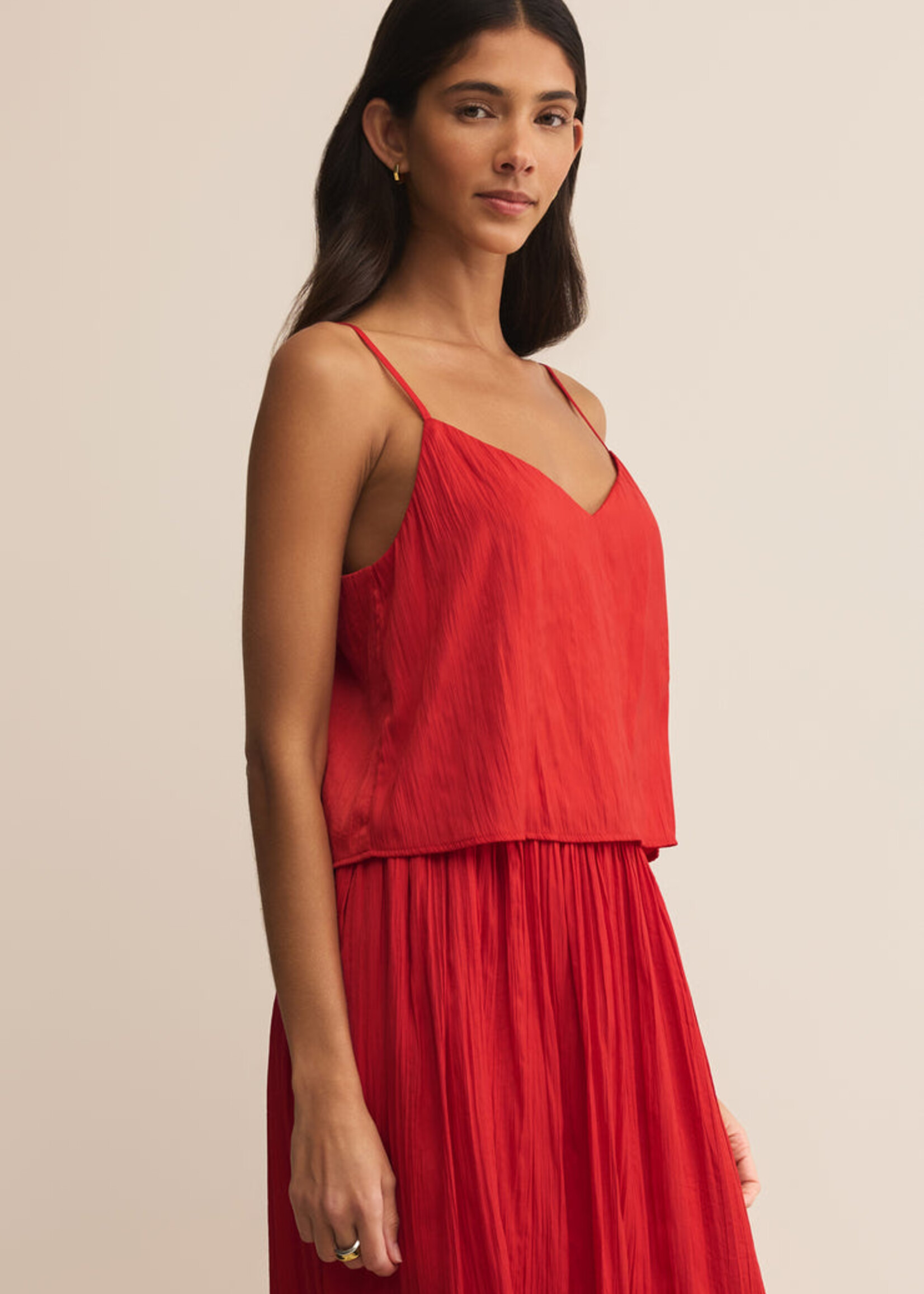 Z-Supply Z-Supply Fiore Crinkle Satin Tank - Cabana Red