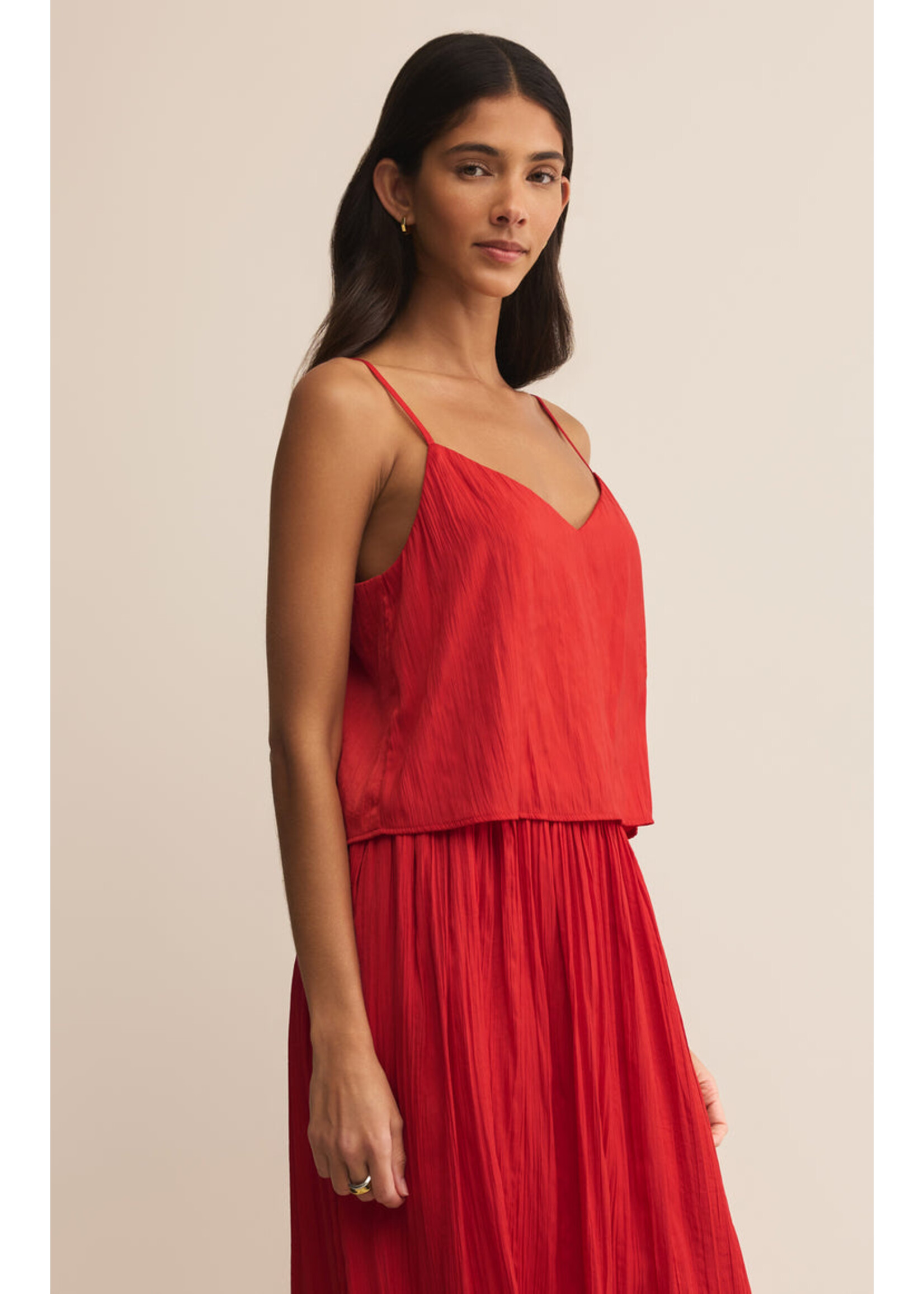 Z-Supply Z-Supply Fiore Crinkle Satin Tank - Cabana Red