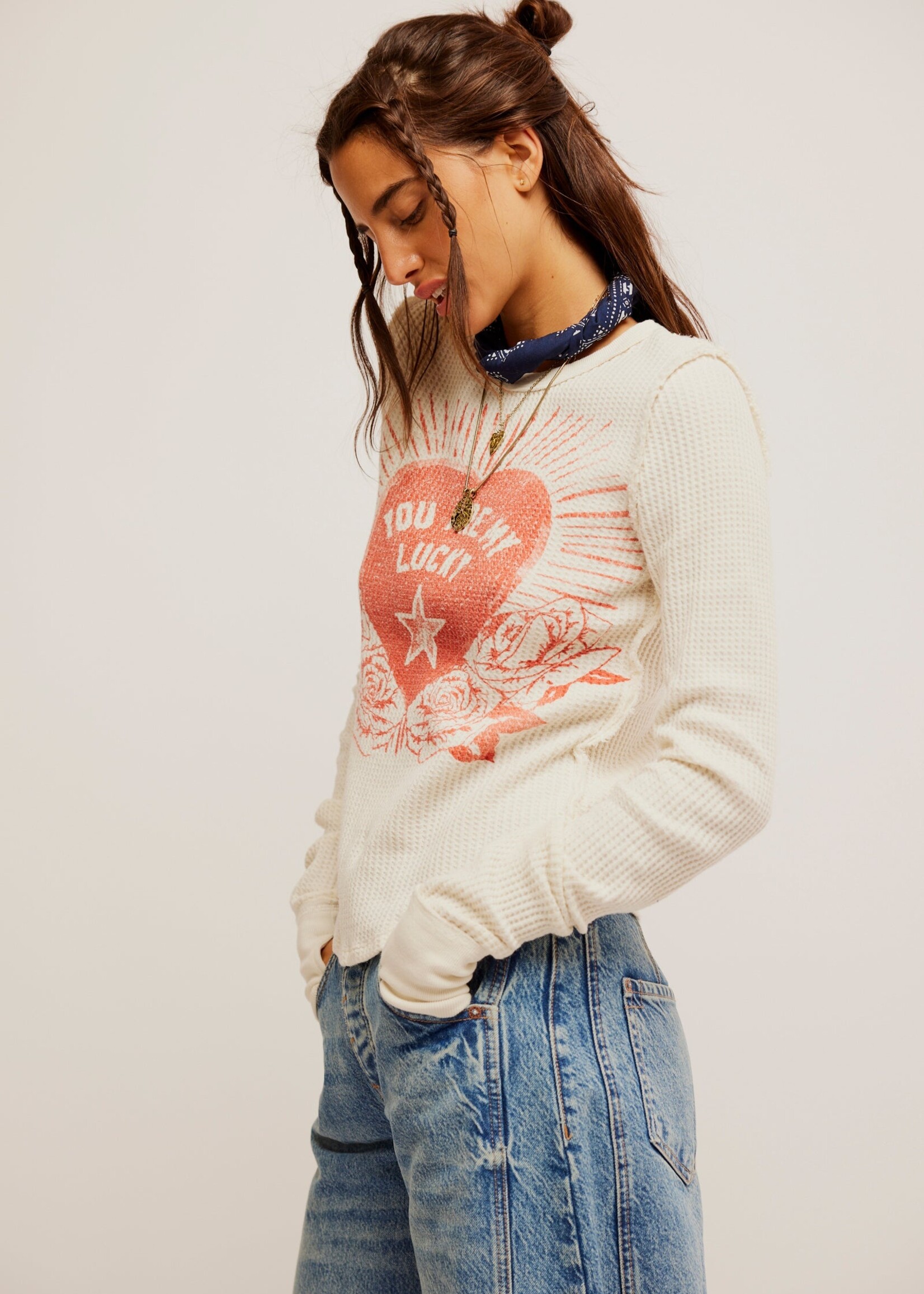 Free People Free People Lucky Locket Tee - Ivory